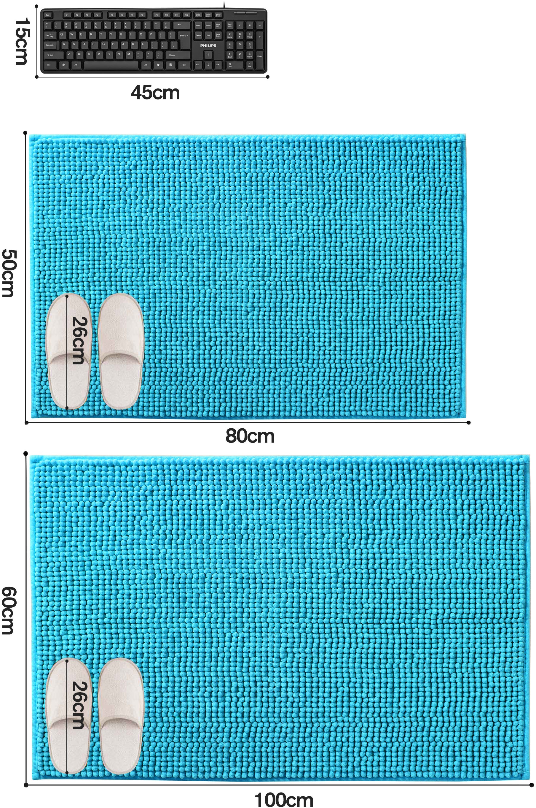 my home Badematte »Vanessa Chenille, Badvorleger, Badezimmer Teppich, Duschvorleger« Höhe 15 mm fußbodenheizungsgeeignet | schnell trocknend | strapazierfähig Uni Farben, besonders weich