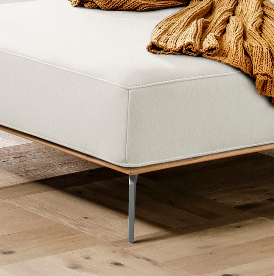 W.SCHILLIG Ecksofa »run, Designsofa mit tollem Sitzkomfort, bequem, L-Form«, mit elegantem Holzsockel, Füße in Silber matt, Breite 299 cm