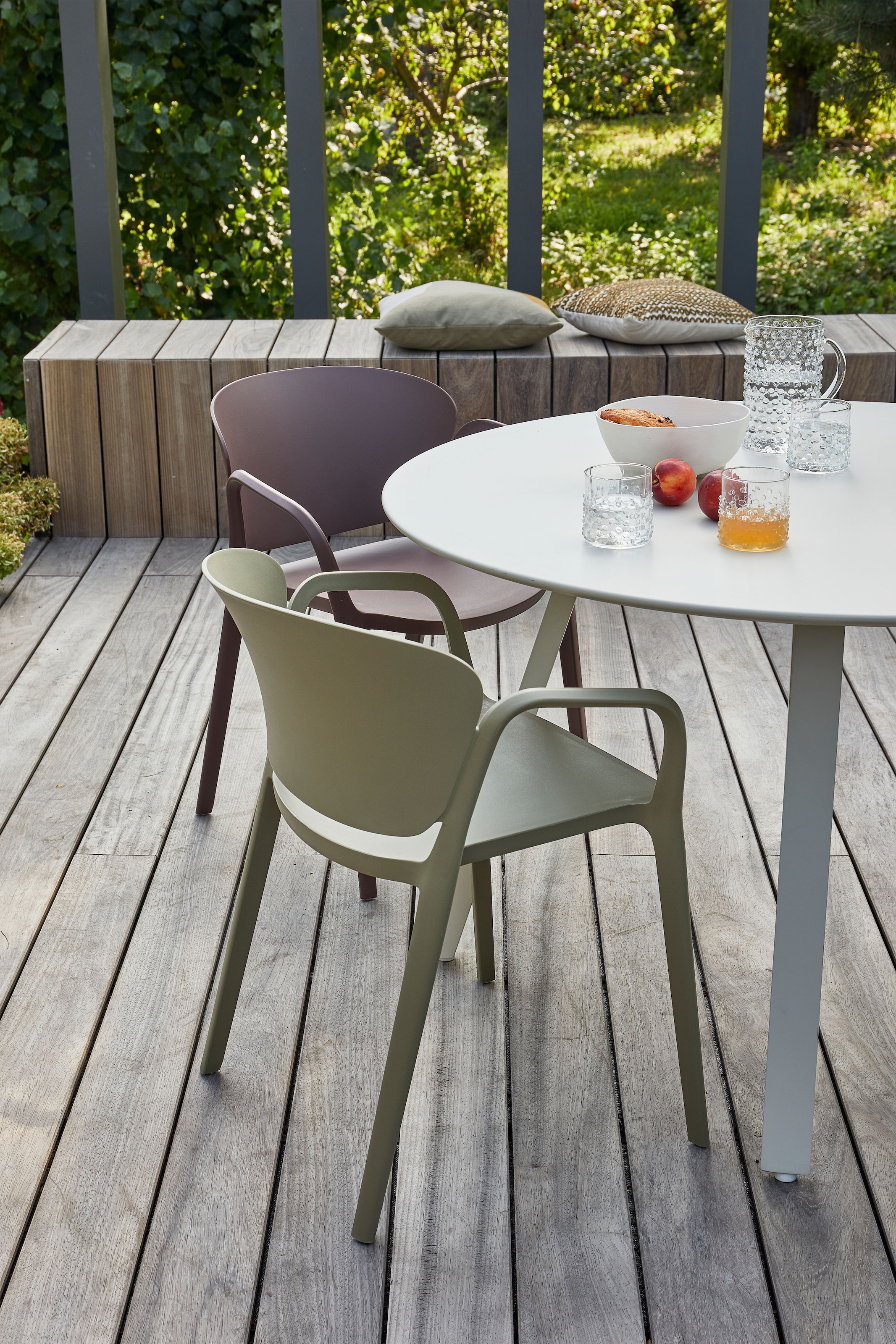 WOOOD Esszimmerstuhl »Bent Polypropylen stapelbar für In- und Outdoor, H 75 x B 57 x T 56 cm« () (Set, 2 St) Tragkraft 150 kg, fertig montiert, wasserabweisendes