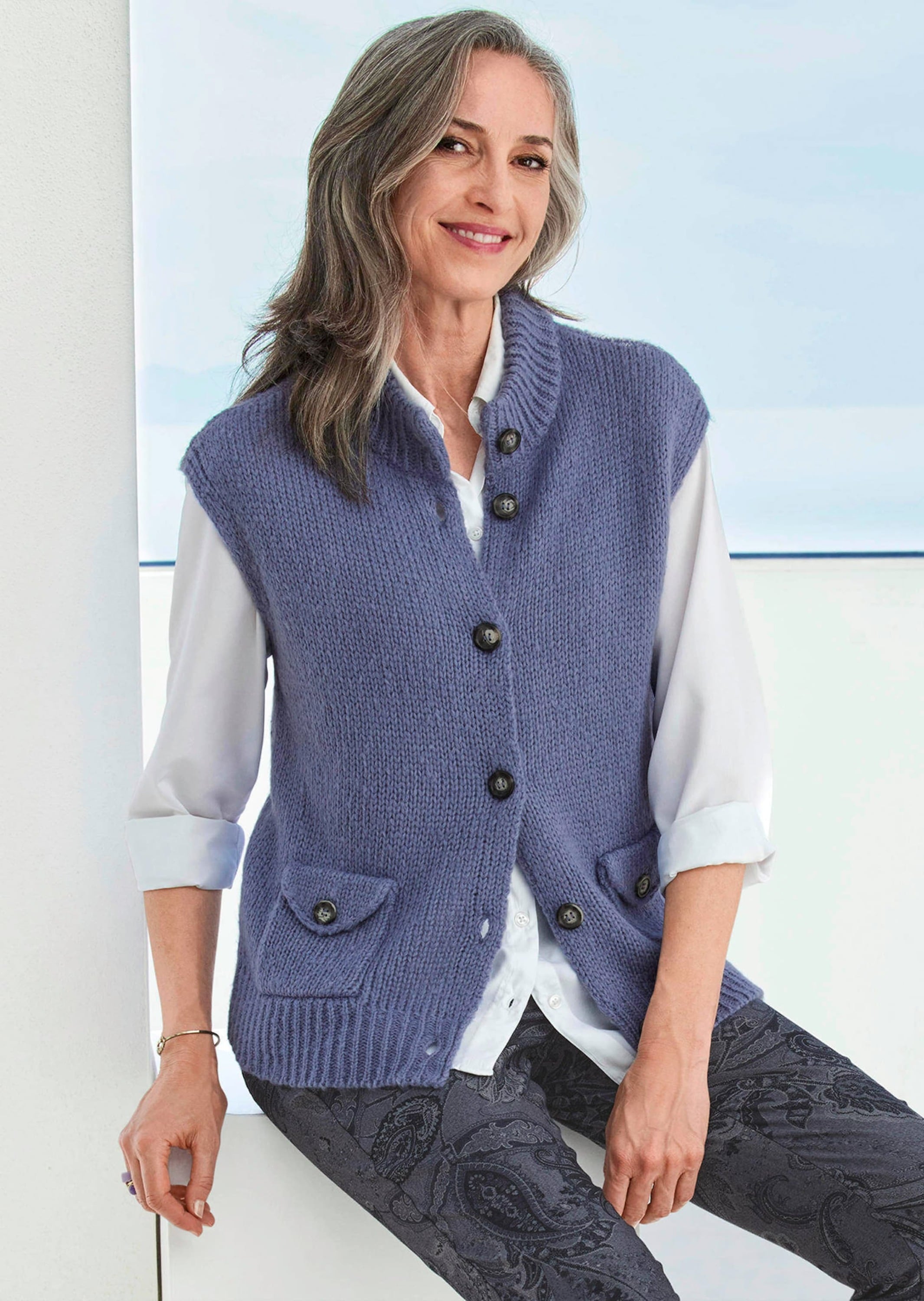 GOLDNER Strickjacke »Strickweste mit aufgesetzten Taschen«