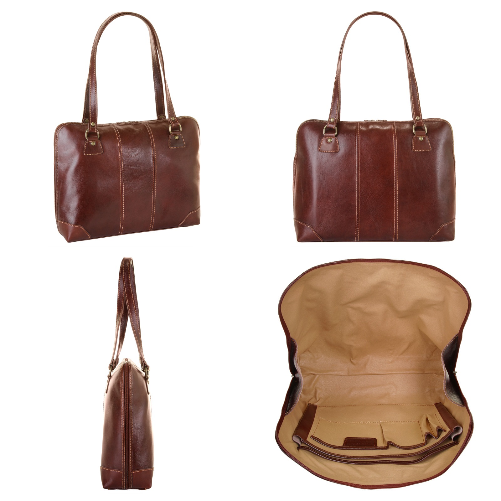 Piké Henkeltasche, echt Leder, Made in Italy