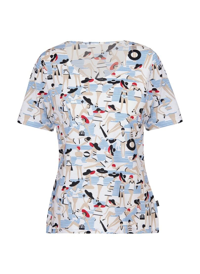Trigema T-Shirt »TRIGEMA T-Shirt mit weitem Ausschnitt und Druck«
