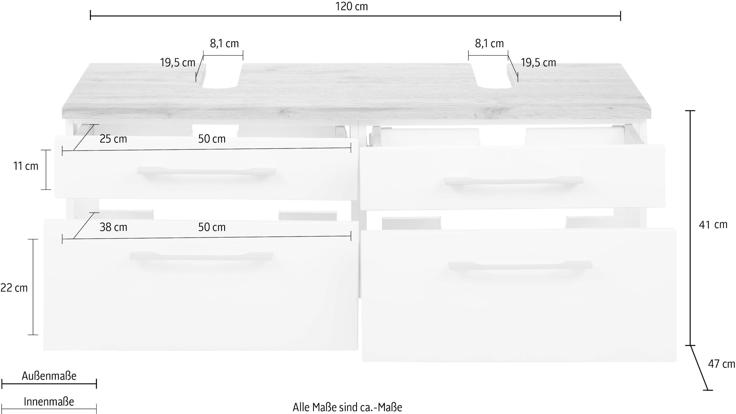 HELD MÖBEL Waschbeckenunterschrank »Davos«, Breite 120 cm bei OTTO | Waschbeckenunterschränke