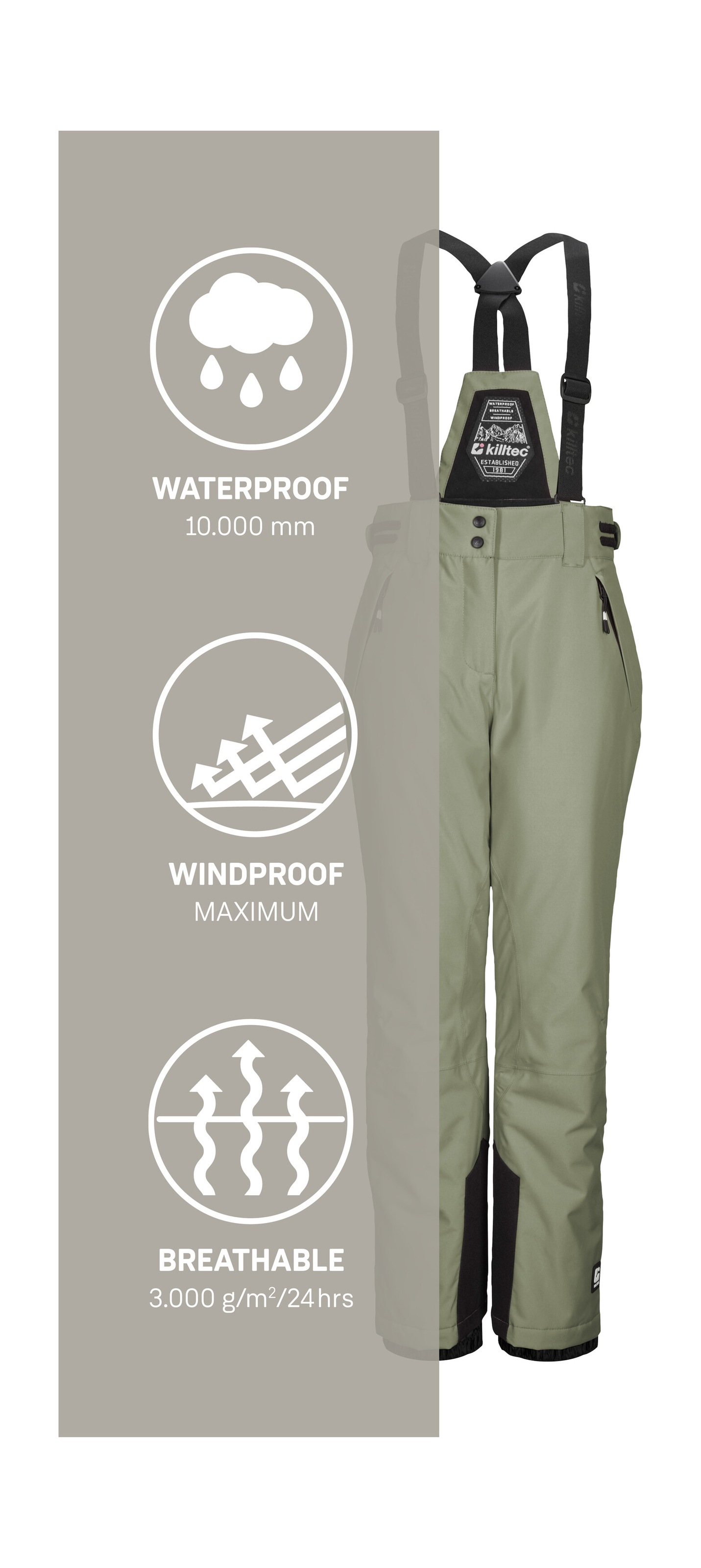 Killtec Skihose »KSW 213 GRLS SKI PNTS«, Wasserdichte, atmungsaktive Skihose mit verstellbarer Taille