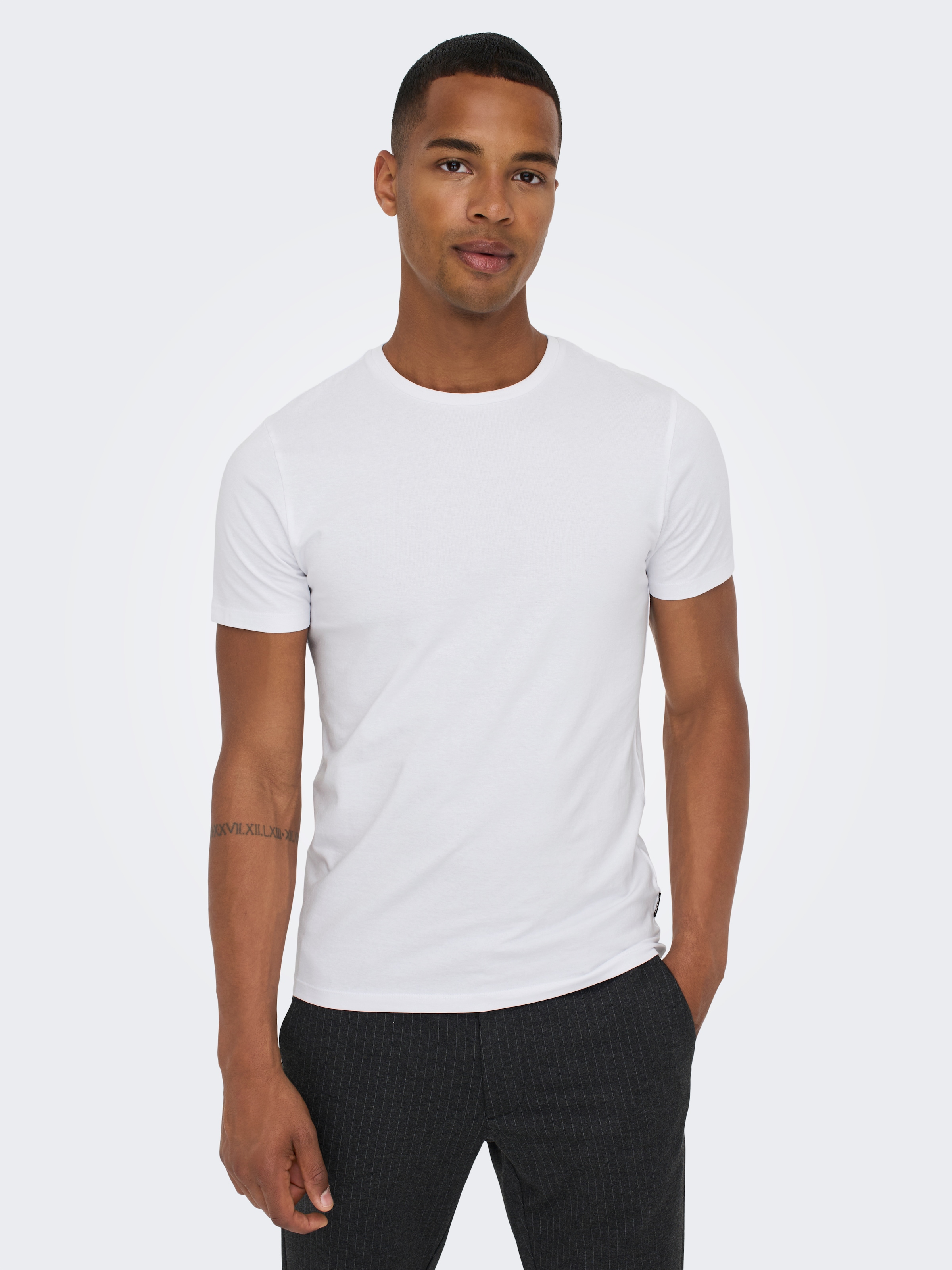 ONLY & SONS T-Shirt »ONSBASIC SLIM O-NECK 2-PACK NOOS« Packung, 2 Stk.