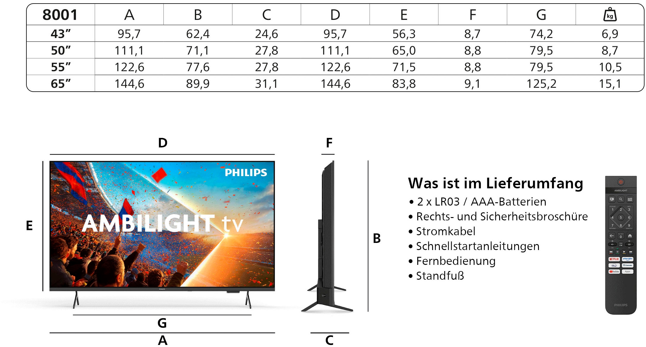 Philips LED-Fernseher »50PUS8001/12« 126 cm/50 ″ Smart-TV