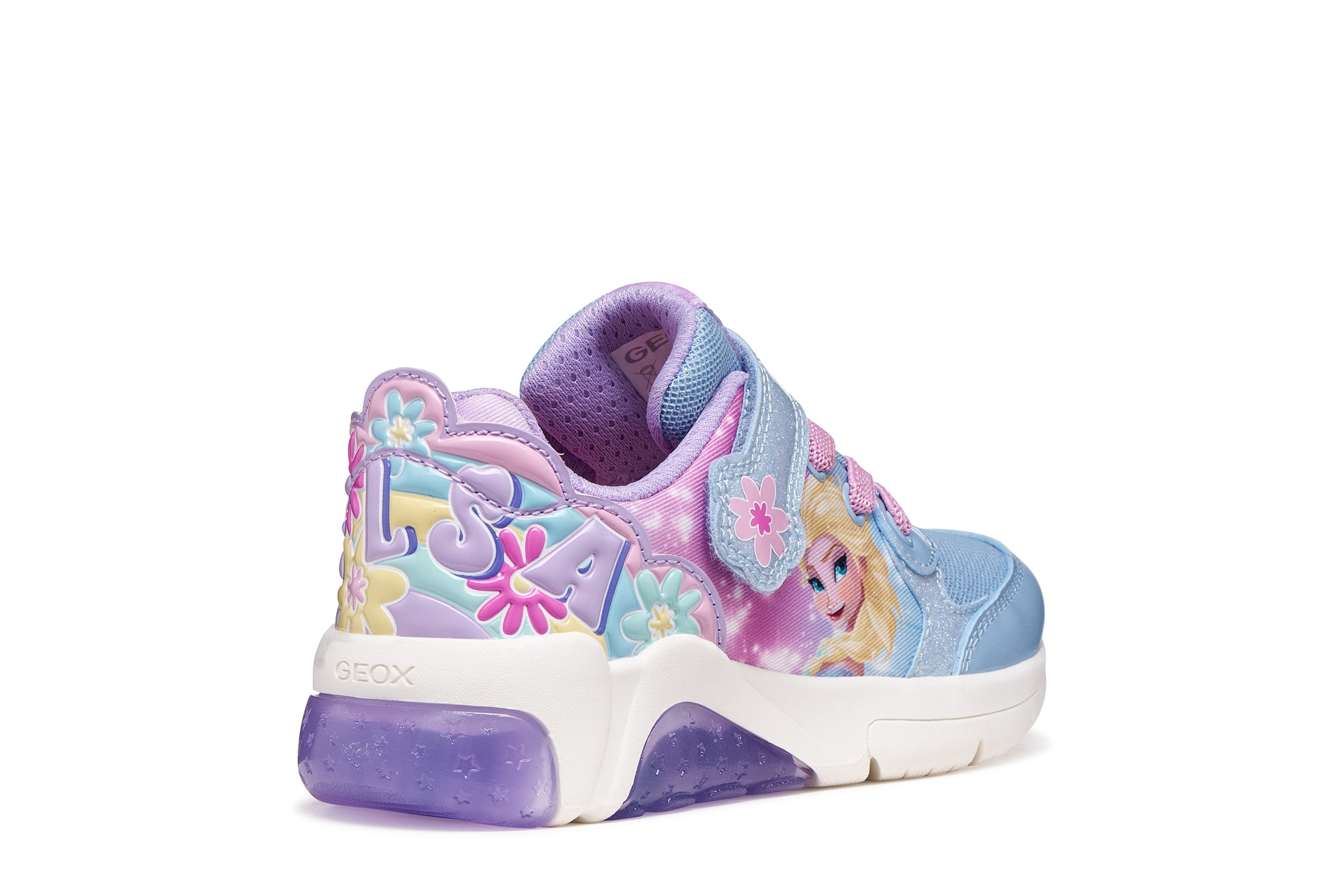 Geox Sneaker »J FADINLIGHT GIRL DISNEY - PRINCESS ELSA FROZEN«  Blinkschuh mit Elsa-Motiv, Größenschablone zum Download