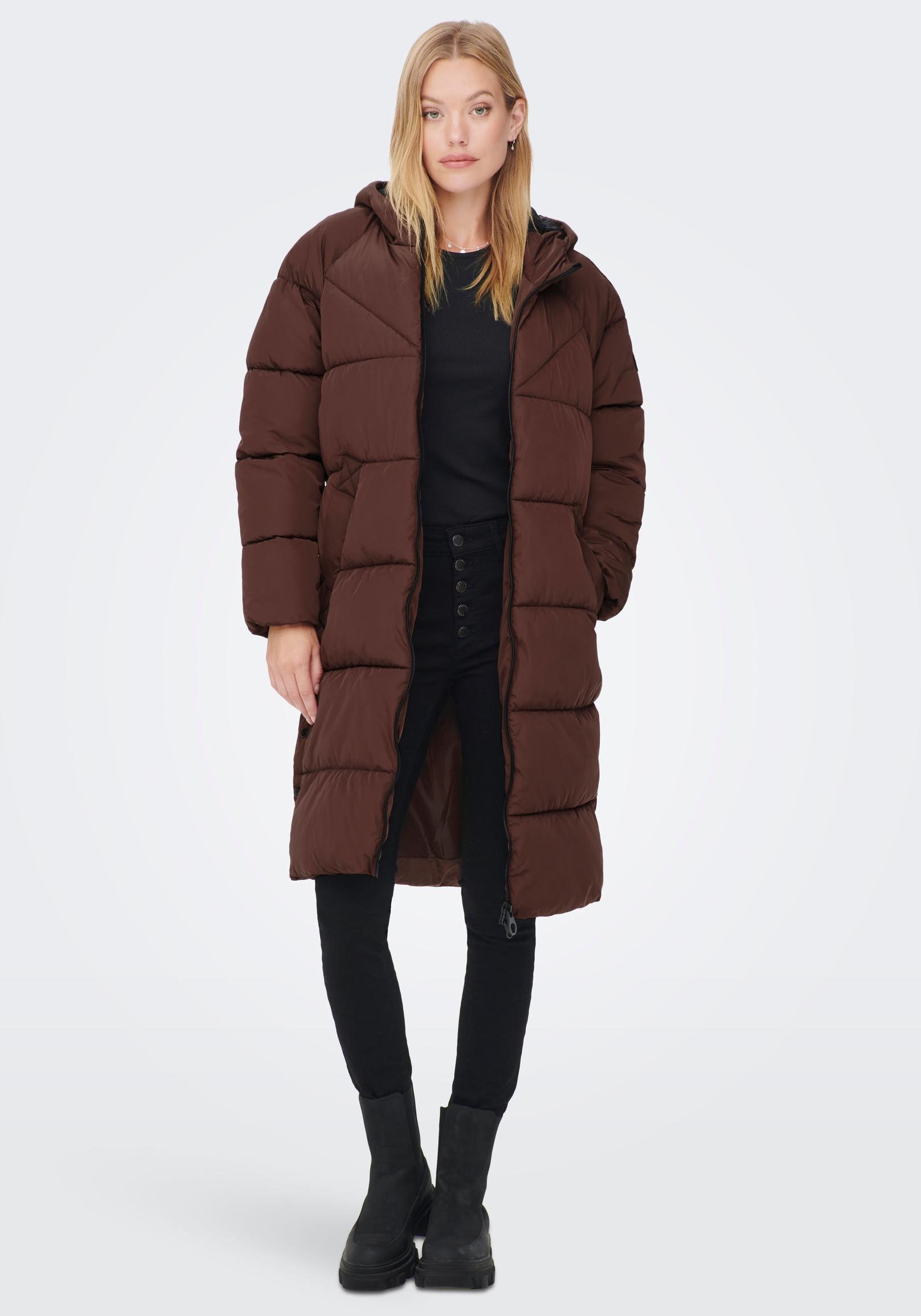 ONLY Steppmantel »ONLAMANDA LONG PUFFER COAT«, mit Kapuze