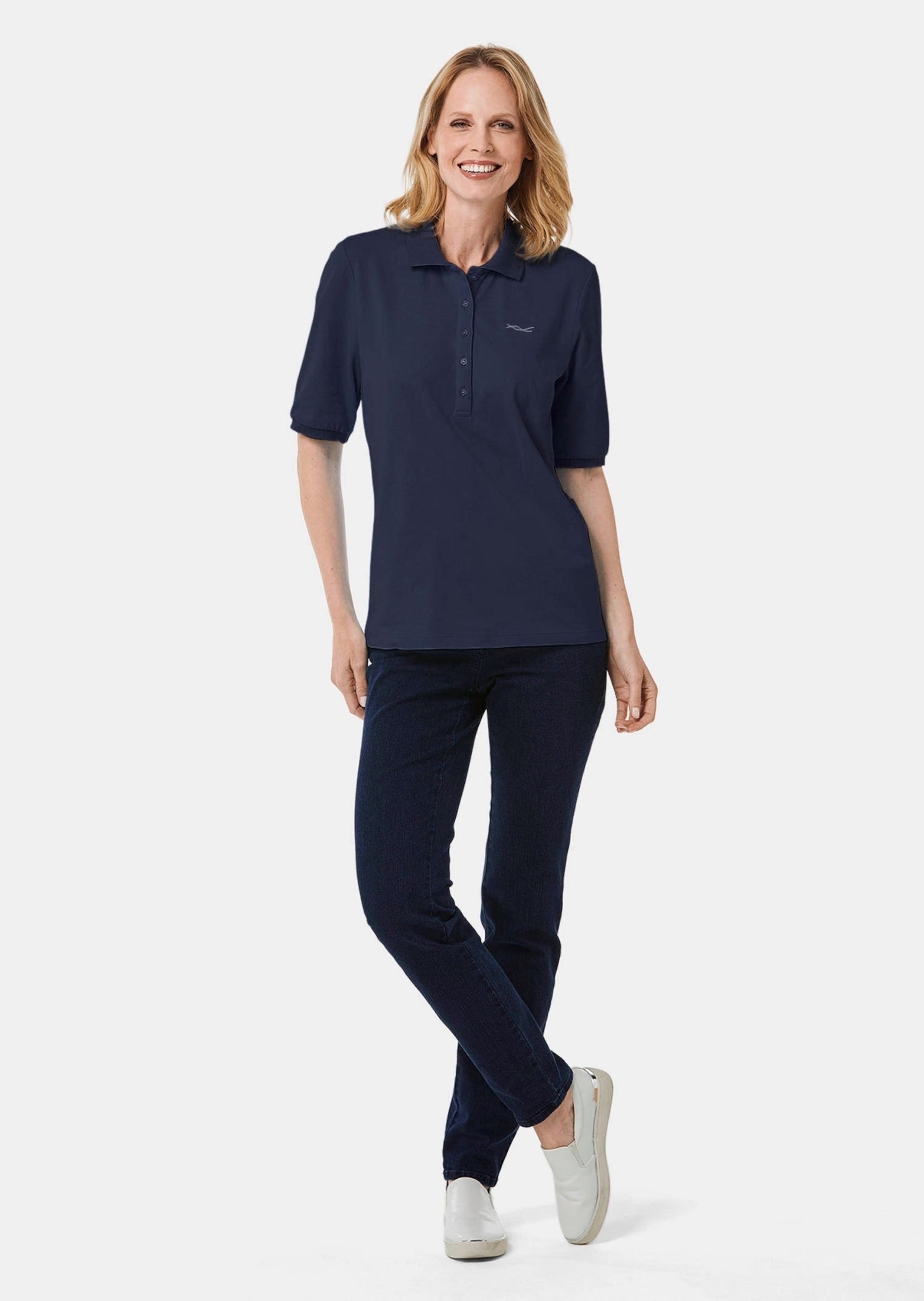 GOLDNER Poloshirt »Baumwollshirt mit Glitzerstickerei« Ohne