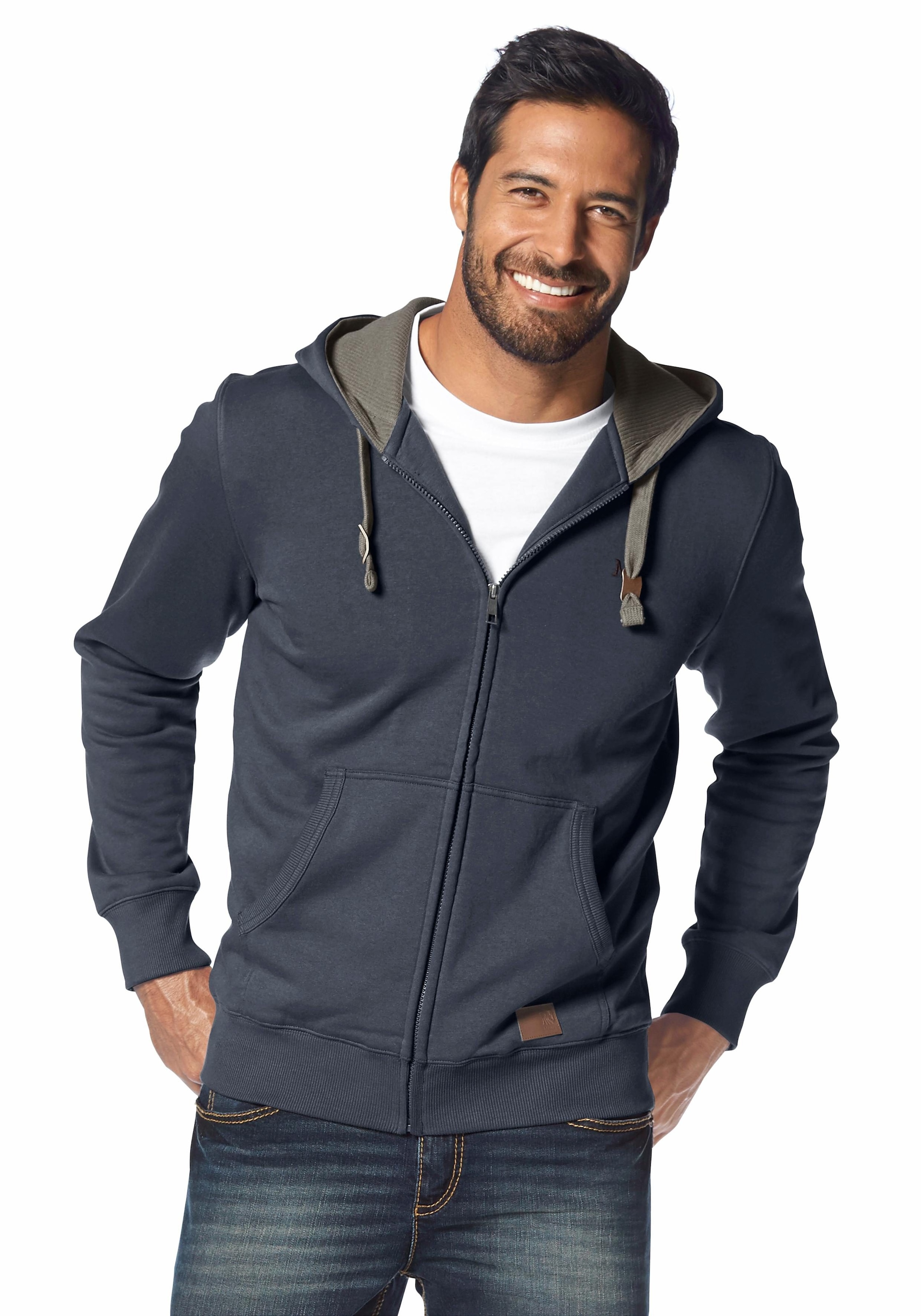 Man's World Kapuzensweatjacke, mit kontrastfarbigem Innenfutter