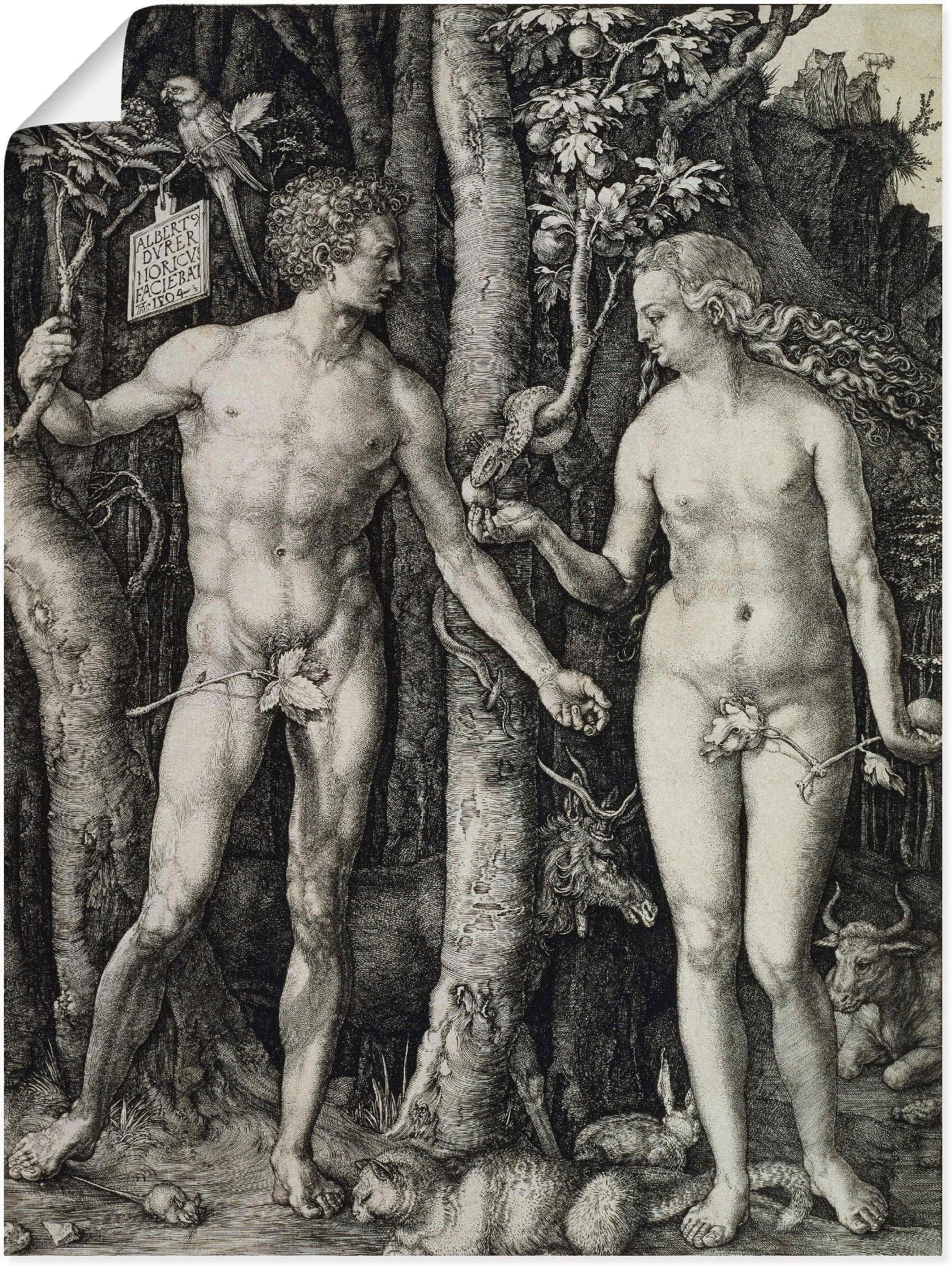Wandbild »Adam und Eva. 1504«, Religion, (1 St.), als Leinwandbild, Poster in...