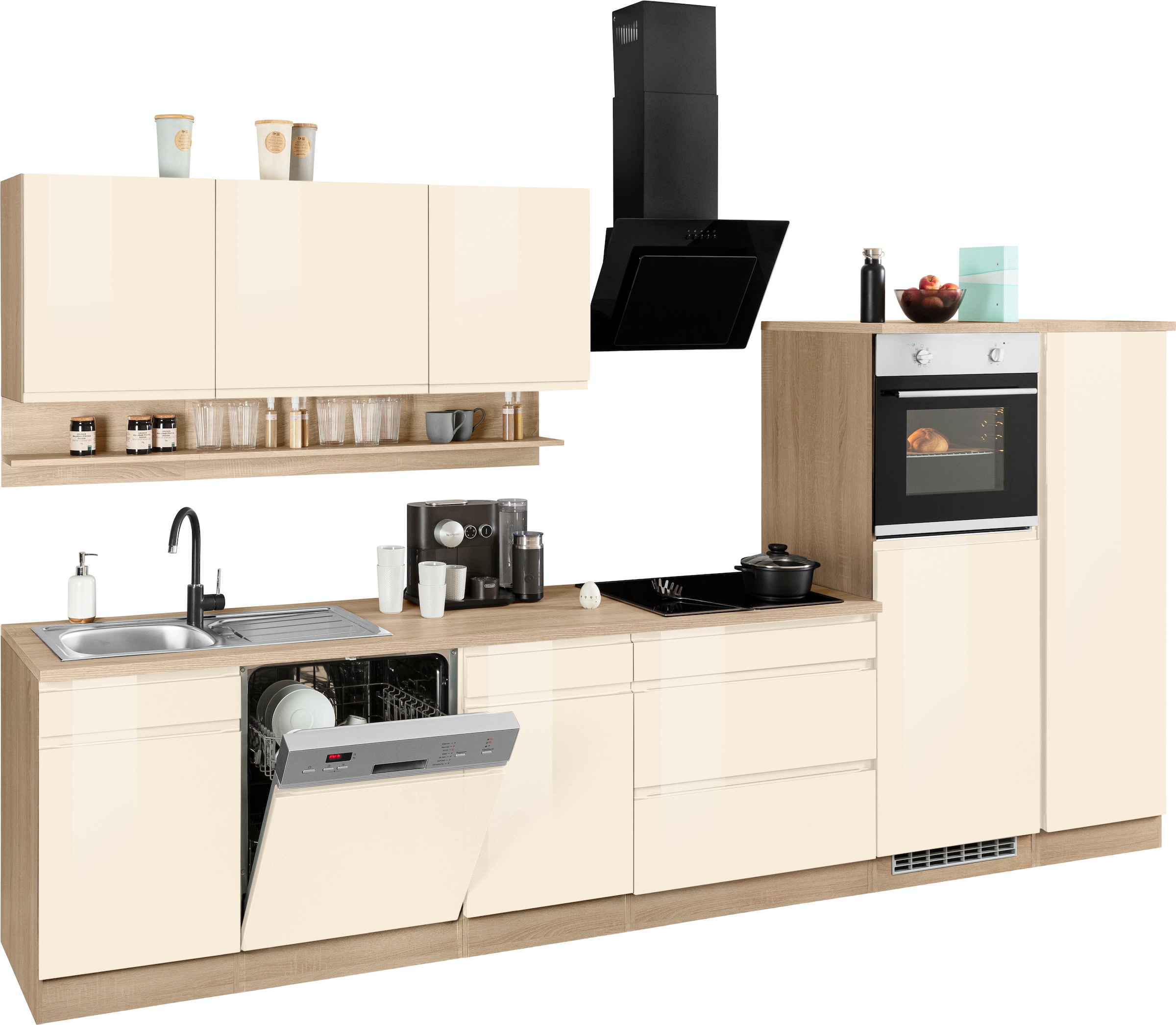 KOCHSTATION Küchenzeile »KS-Virginia«, Breite 350 cm, mit Glaskeramik-oder Induktionskochfeld