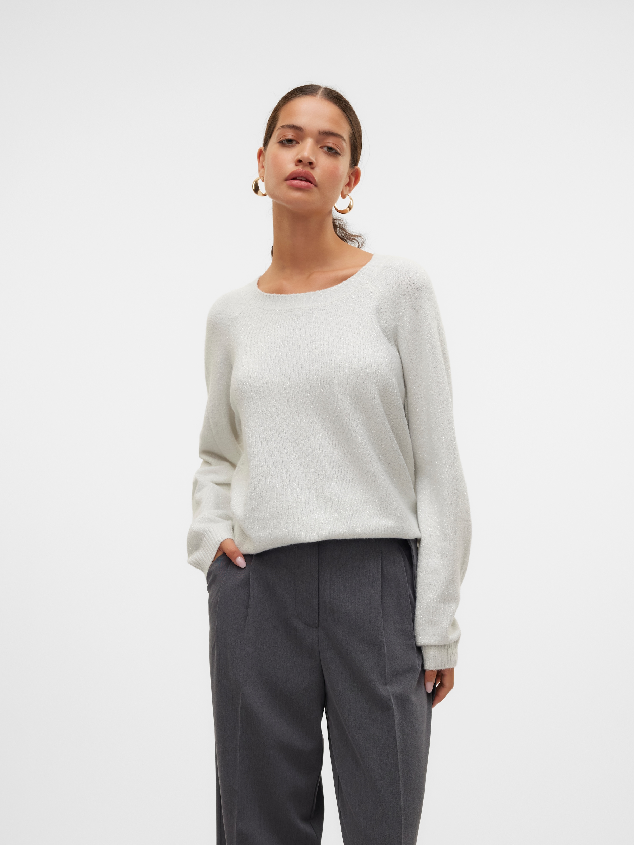 Vero Moda Rundhalspullover »VMDOFFYSHINE LS O-NECK BLOUSE REP NOOS«