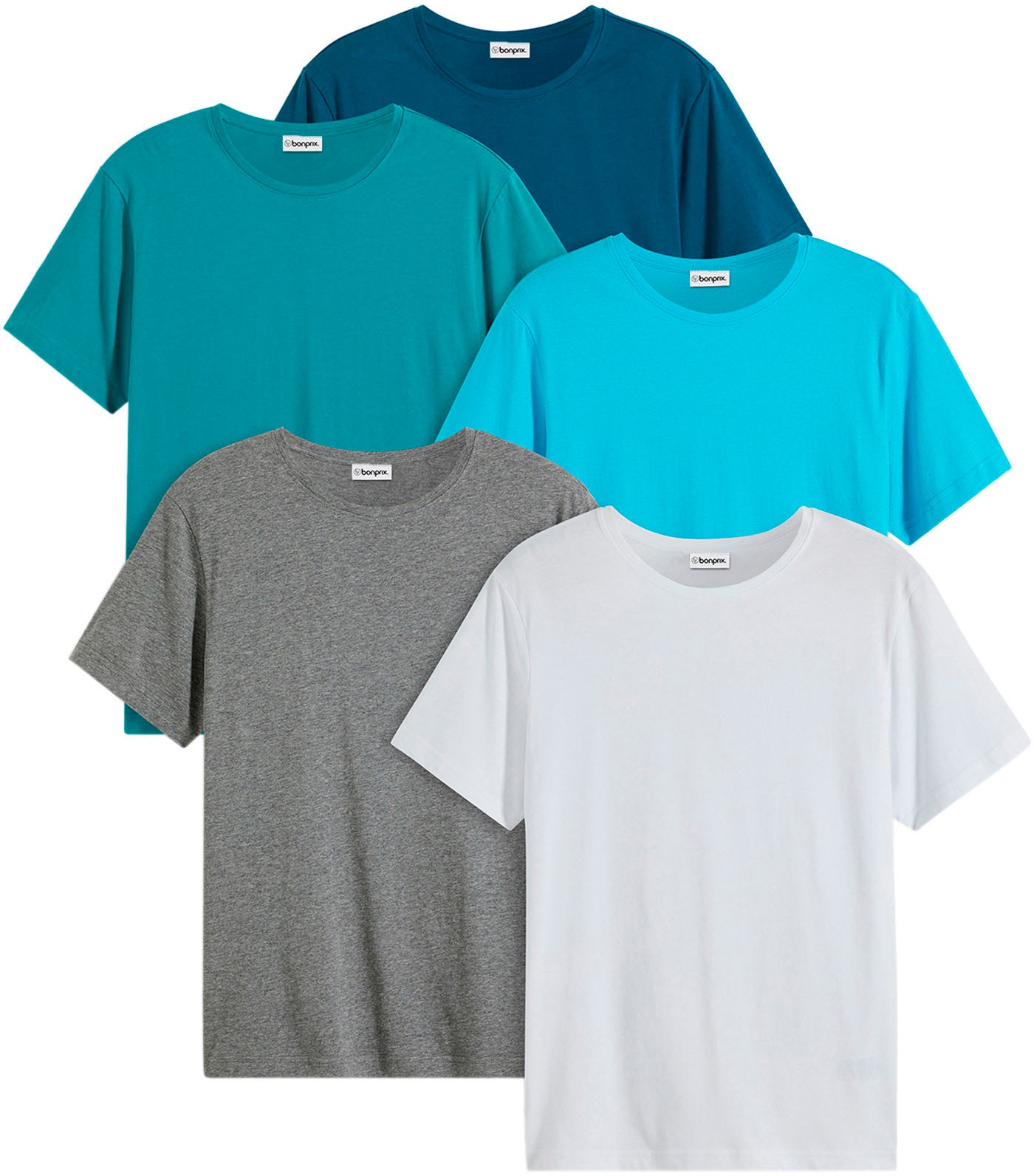 bonprix T-Shirt »T-Shirt (5er Pack)« Packung, 5 Stk. Regular Fit, Kurzarm, für warme Tage, aus Baumwolle und Viskose