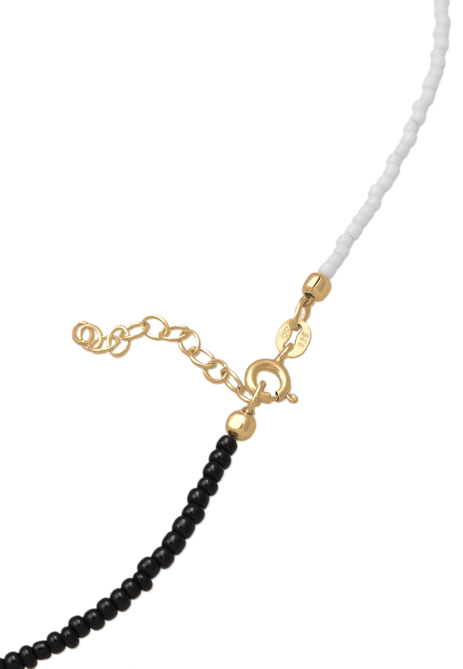 Elli Silberkette »Halskette Choker Glasperlen Ying Yang 925 Silber«