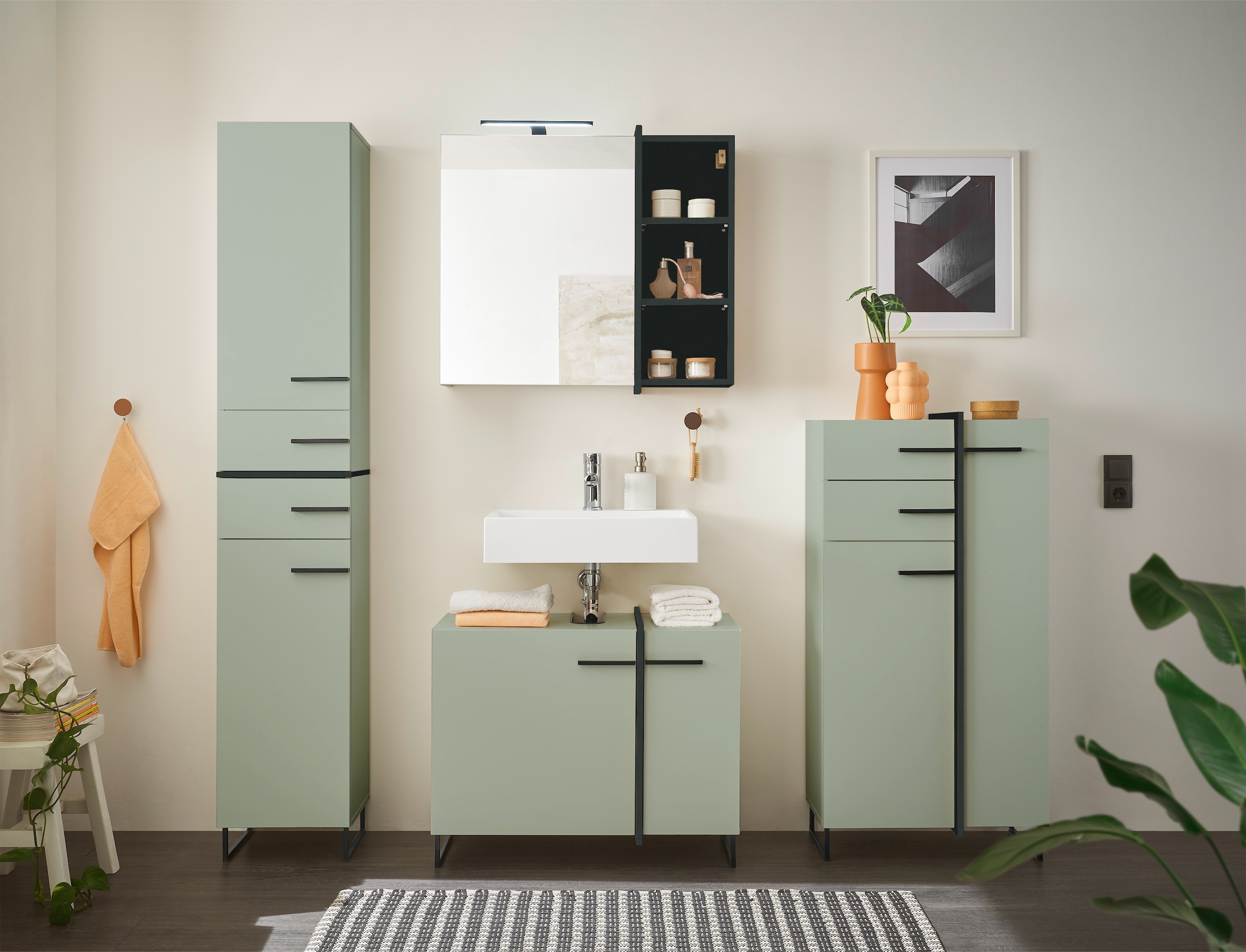 BASIC by Balculina Hochschrank »Palermo, BxHxT 35x194x33 cm« 1 Stk. tlg. Breite 35cm, Softclose, Metallfüße