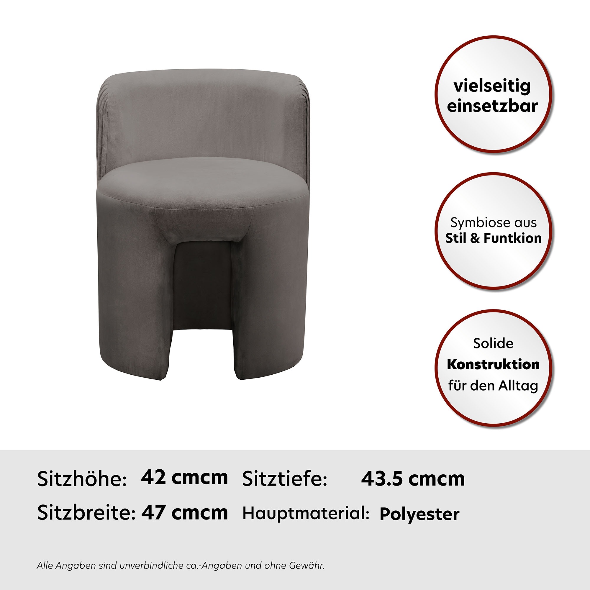 Kayoom Sitzhocker »Hocker Curvy 125, TOPSELLER!, bequeme Rückenstütze« OTTOs Choice, 1 Stk. tlg. Runder Hocker mit Rückenstütze in Plisee-Look, Samtbezug, gepolstert