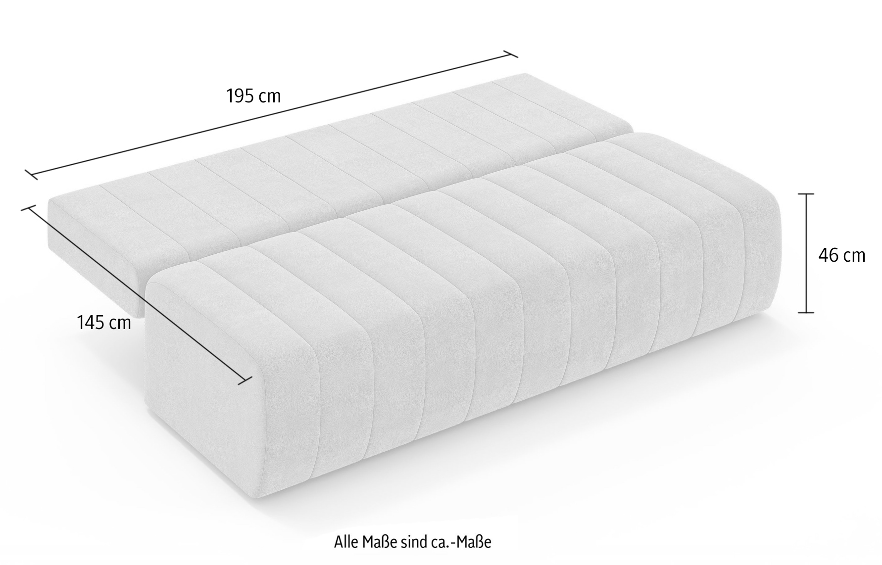 Home affaire 3-Sitzer »LOVENDY Schlafsofa mit Bettkasten, Breite 195cm, Liegefläche 145x195cm« mit Rückenkissen und Armlehnenkissen, belastbar bis 330 kg