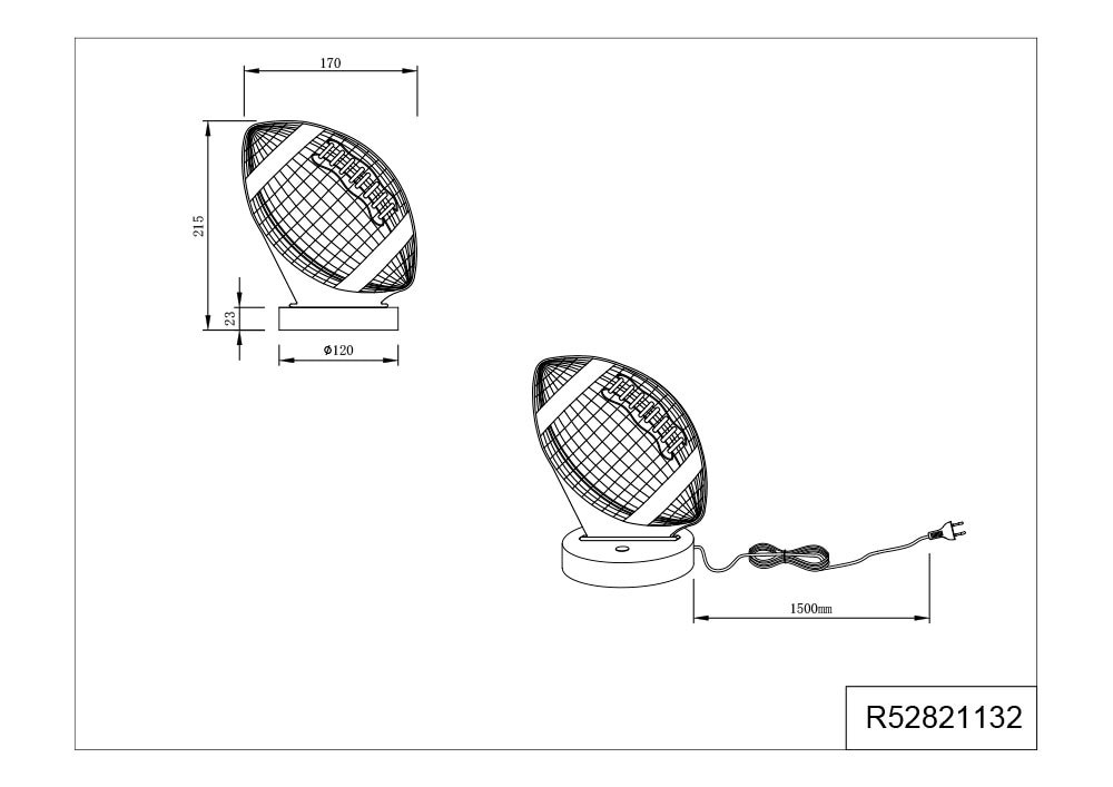 REALITY Leuchten LED Tischleuchte »FOOTBALL, Tischlampe in Football Form mit 3D-Effekt, Acryl, Höhe 22cm« LED-Board 1 Stk. RGB | Warmweiß 3,2W LED, RGB Farbwechsel Modus, 250 Lumen 3000K warmweiß, Base Ø 12cm