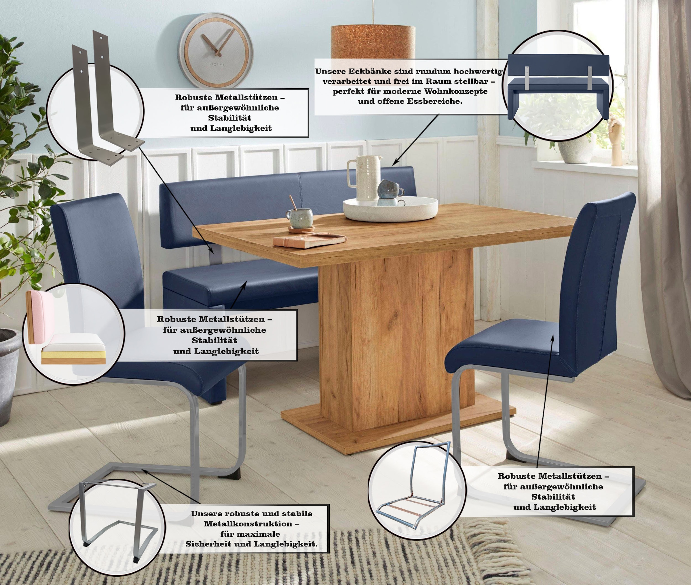 Home affaire Sitzbank »Charissa« mit Lehne, Breite 140, 160 oder 180 cm