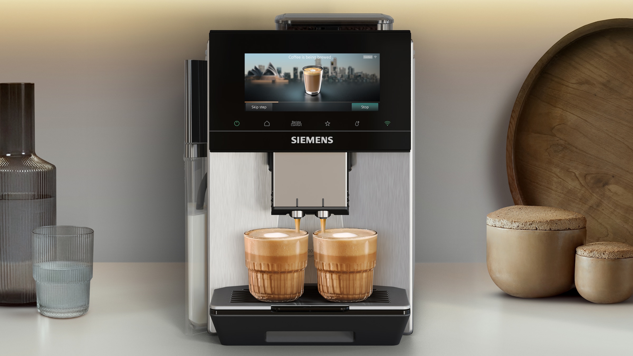 SIEMENS Kaffeevollautomat »EQ900 TQ923EZ3, autom. Reinigung, 41 versch. Getränke, XL-Getränke« farbiges 6.8'' TFT-Display, individuelle Aromaeinstellung, Edelstahl