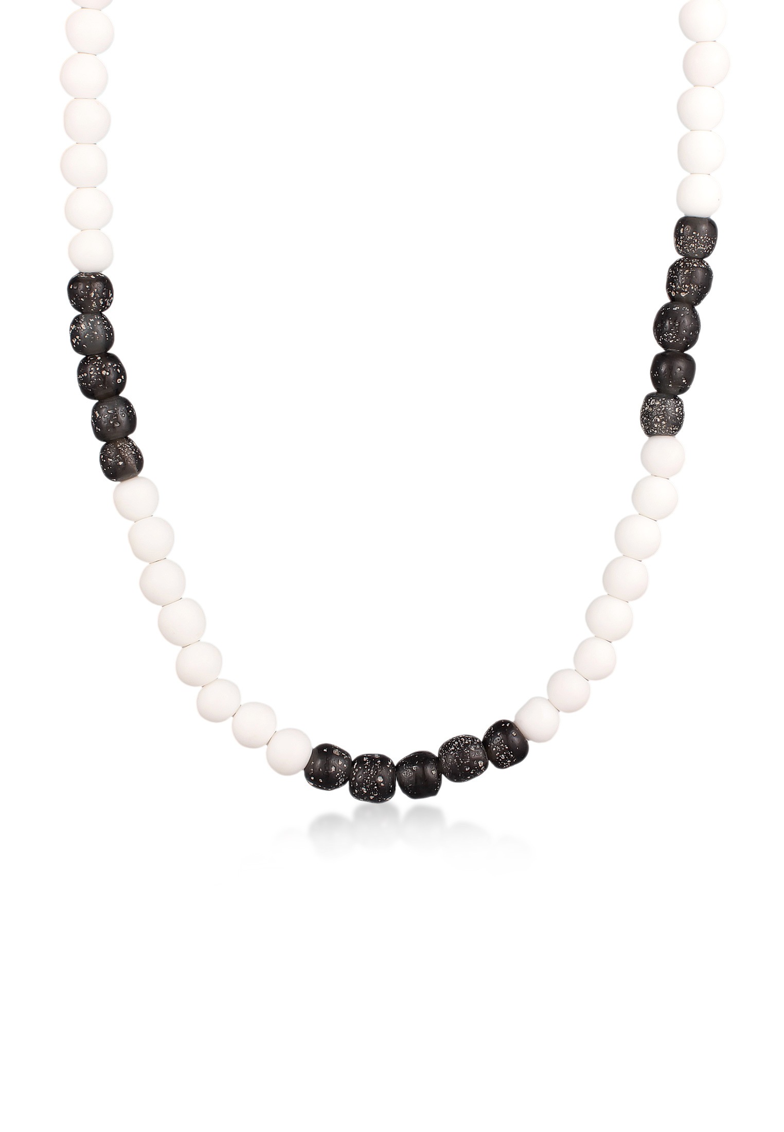 Kuzzoi Silberkette »Halskette Recycelte Glas Schwarz Weis Perlen Beads 925 Silber«