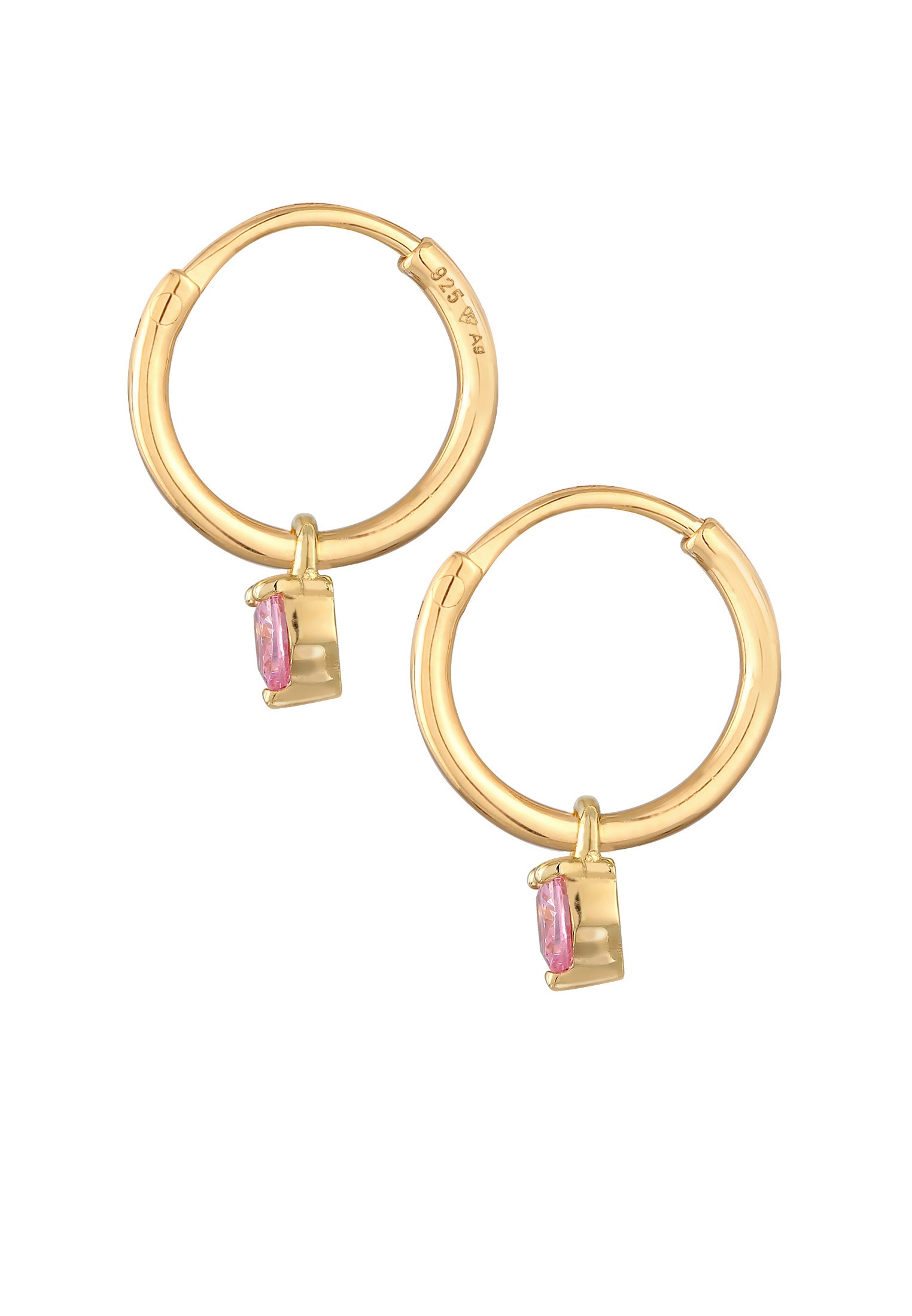 Elli Paar Creolen »Ohrringe Creolen Herz Zirkonia Rosa 925 Silber«