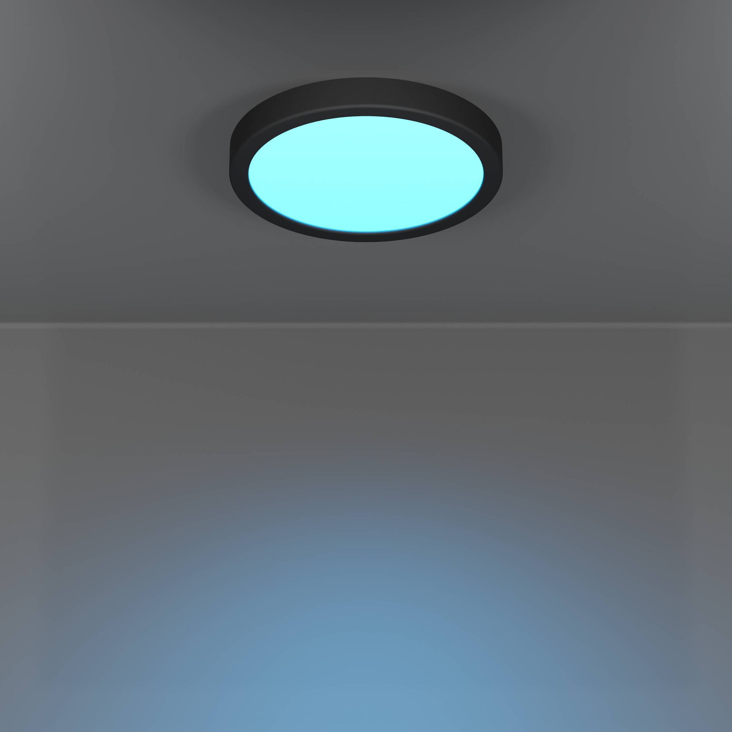 EGLO Aufbauleuchte »Fueva 6-Z Deckenlampe, ZigBee, App und Sprachsteuerung, Badlampe, IP44« LED-Modul 1 Stk. Kaltweiß | RGB Aufbauleuchte - H2,5 x Ø21,1 cm - schwarz - 11,2W inkl.