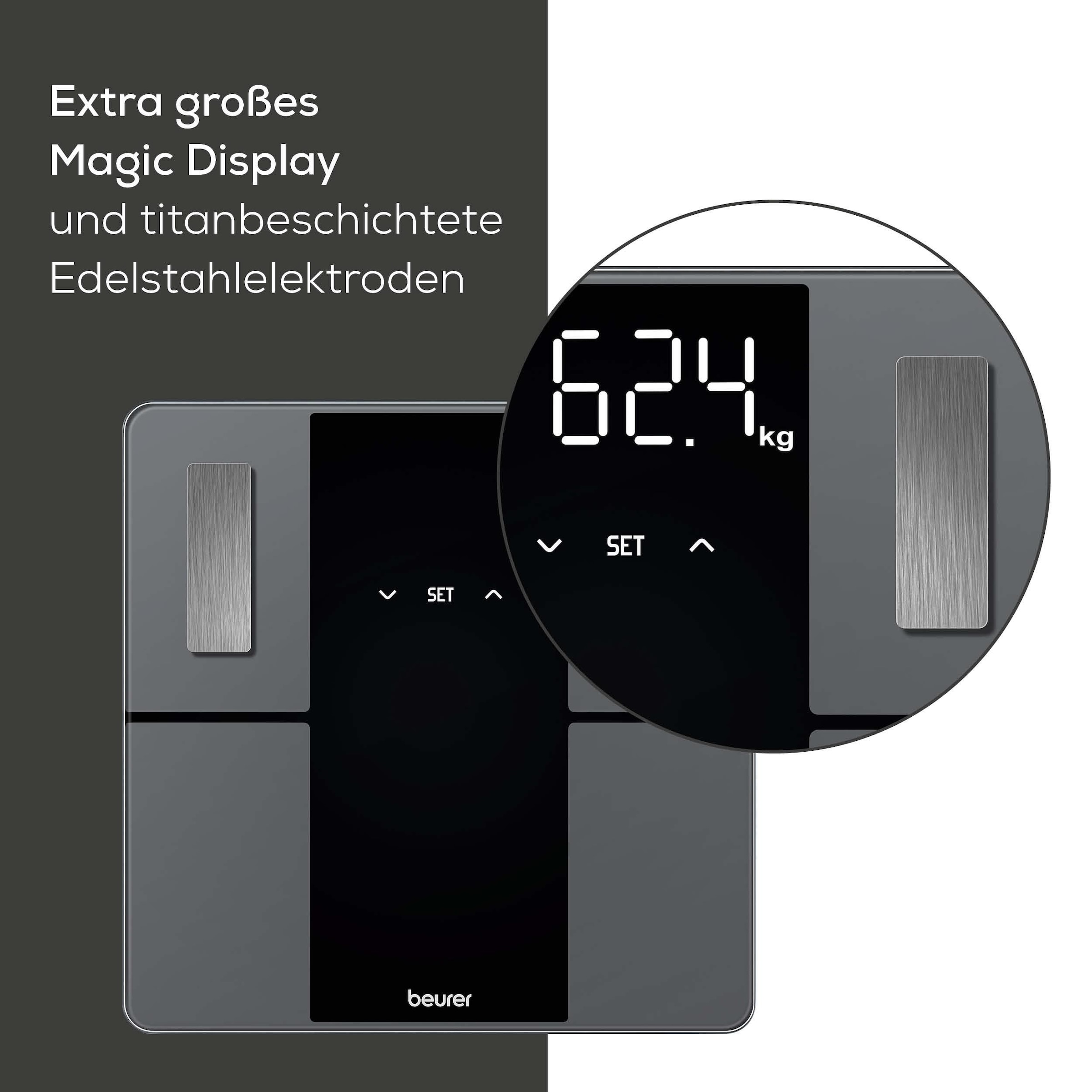 BEURER Körper-Analyse-Waage »BF 500 mit automatischer Übertragung der Messdaten via Bluetooth«, Gratis App "Beurer HealthManager Pro" zur grafischen Anzeige der Werte