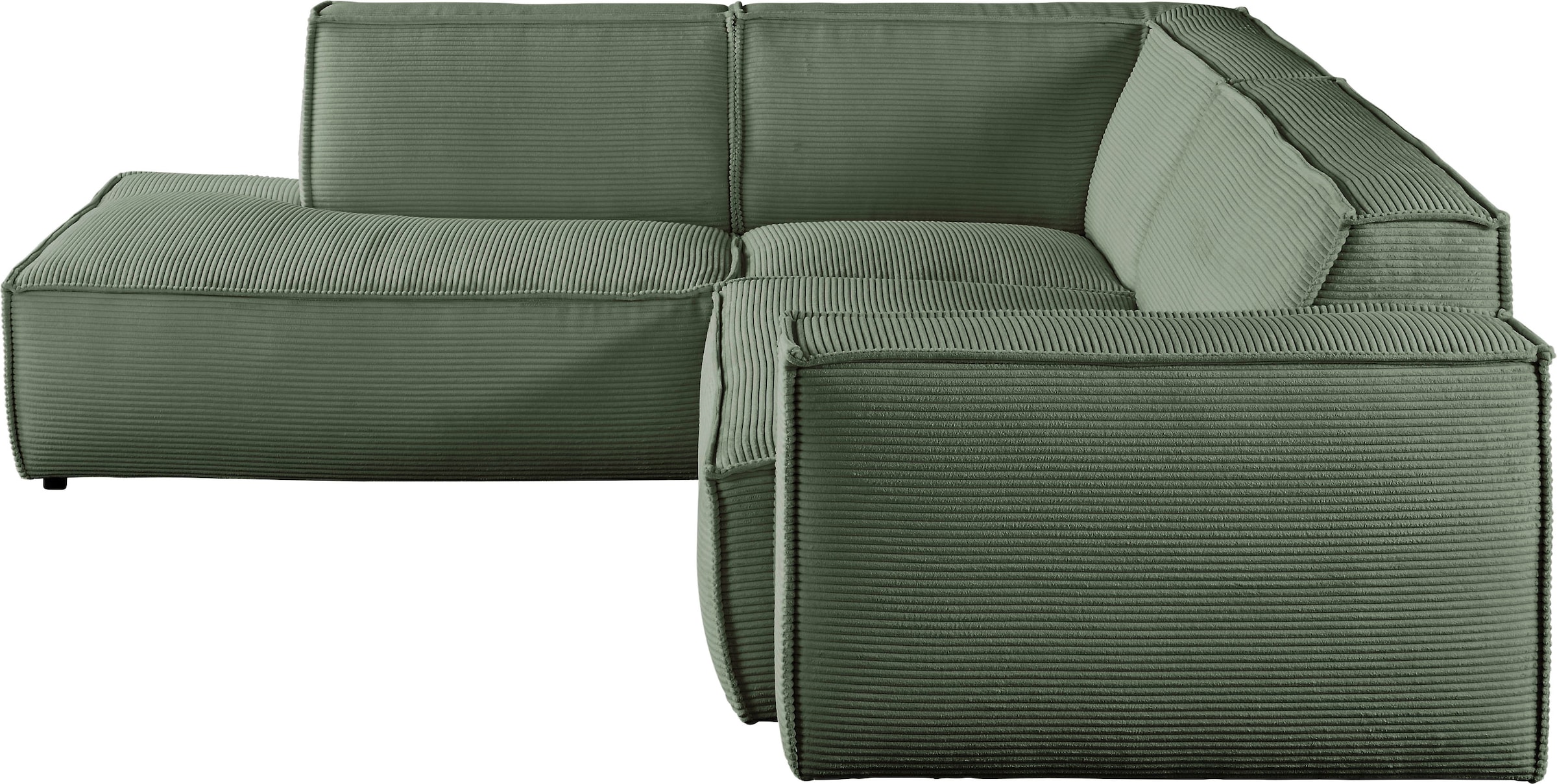 3C Candy Ecksofa »Matteo in elegant, kubischer Formensprache, bequem, L-Form«, mit auffälliger Kedernaht, Cord-Bezug, Lounge-Charakter