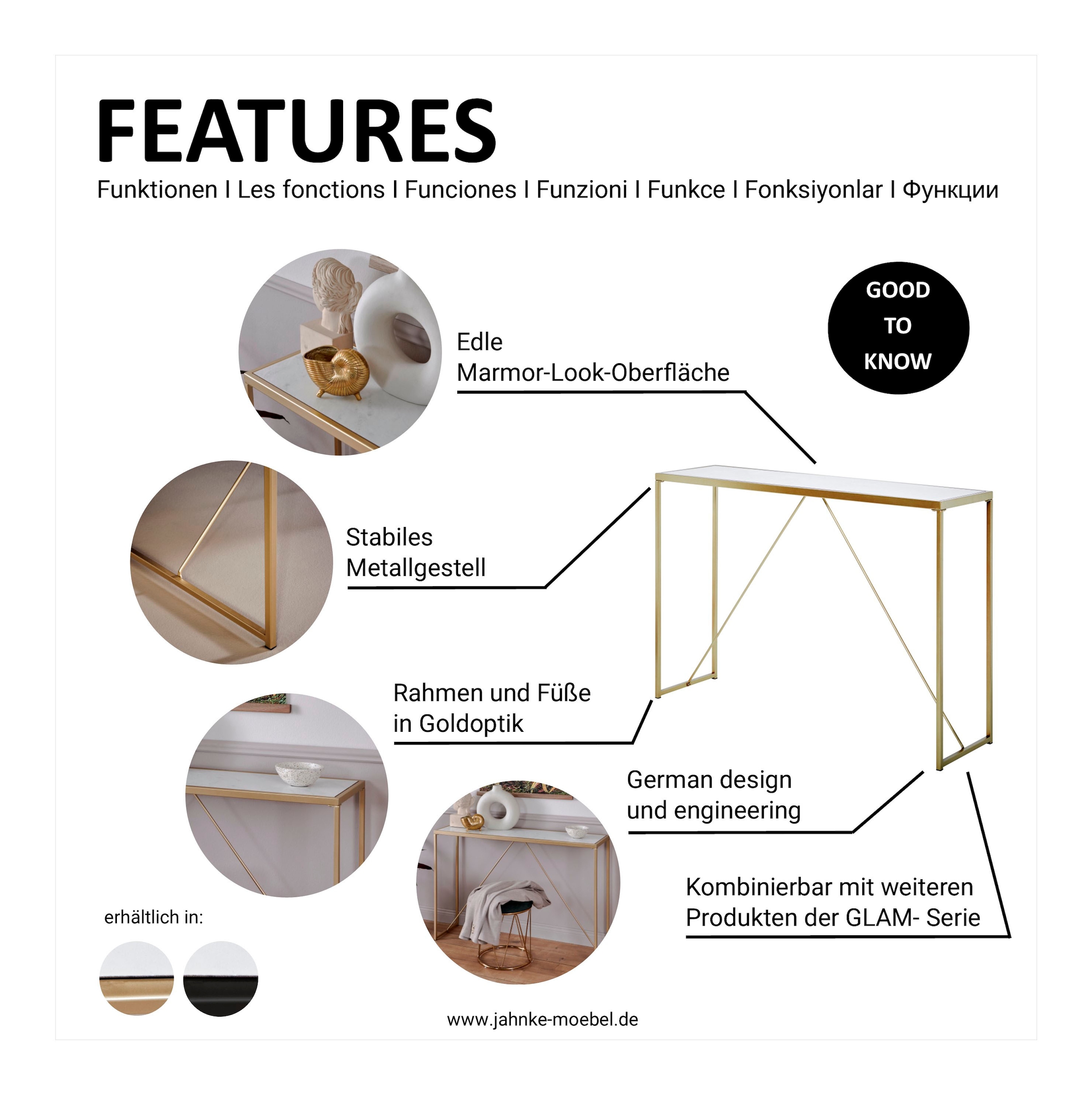 Jahnke Konsolentisch »GLAM CONSOLE« Breite ca. 111 cm, Beistelltisch