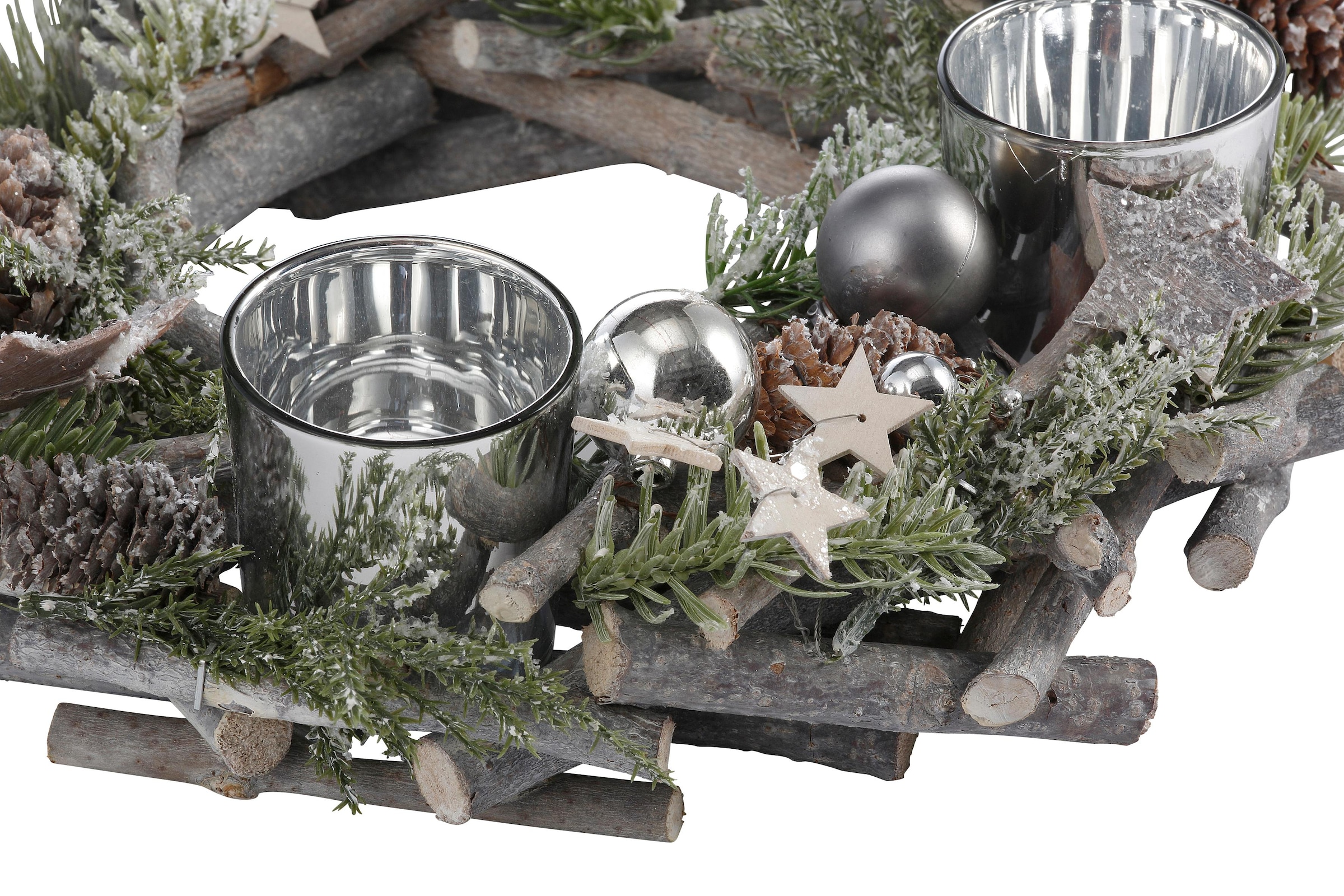 Shop für Adventskranz cm Echtholz, Kerzenhalter OTTO im »Weihnachtsdeko Home Kunstschnee und aus mit Ø affaire 30 4 Online Teelichter, Glitter«,