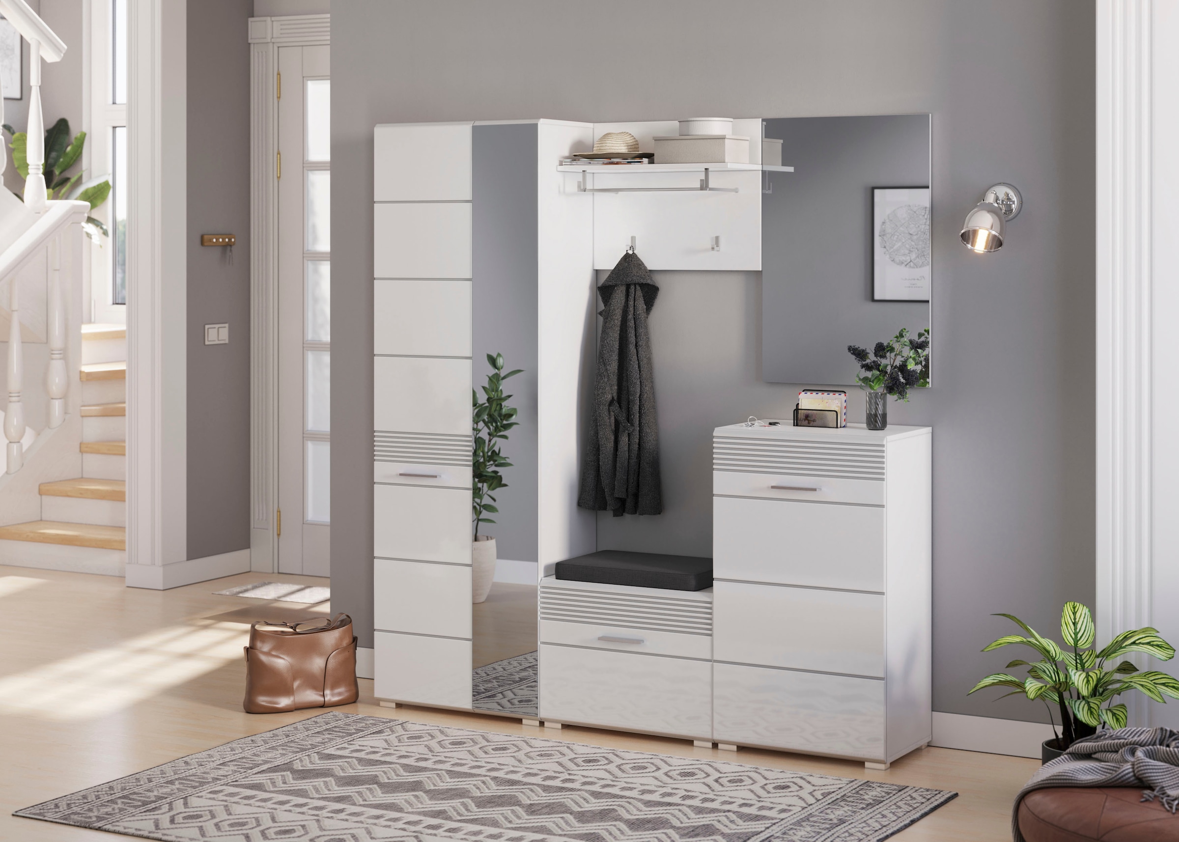 INOSIGN Garderobenpaneel »Malmö, Breite 60 cm, 2 Haken, 1 Kleiderstange, 1 Ablageboden«, Wandpaneel, Paneel, Wandhaken, Wandboard