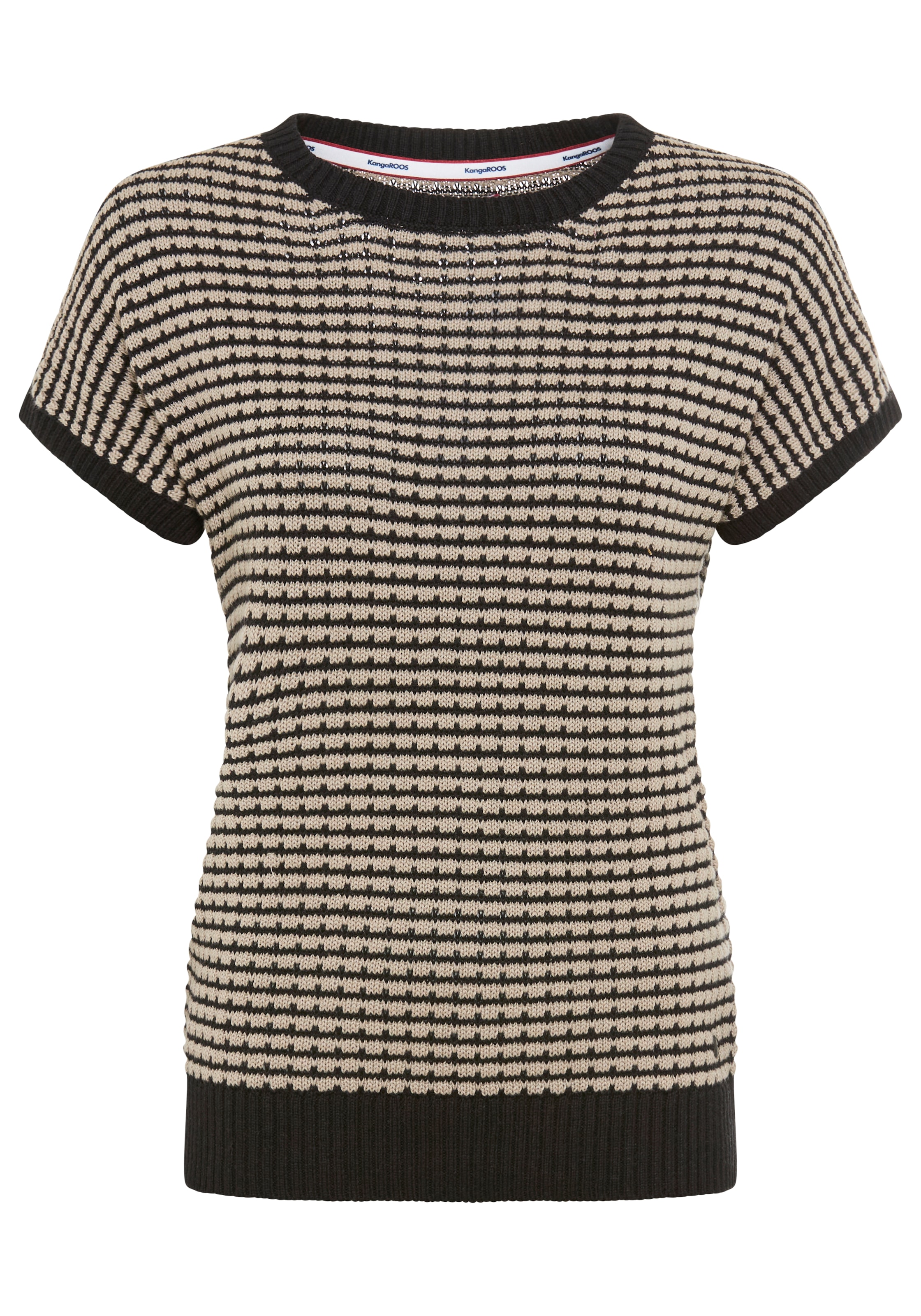 KangaROOS Kurzarmpullover aus strukturiertem Baumwoll-Mix, mit Rundhalsausschnitt, loose fit
