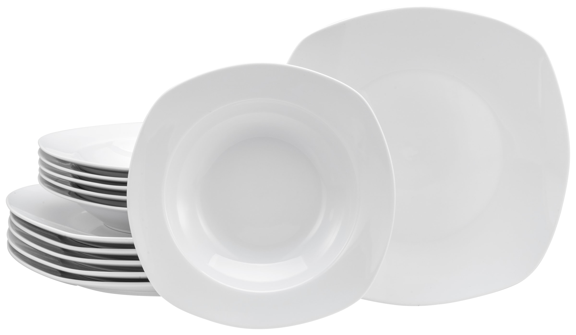 CreaTable Tafelservice »Geschirr-Set Amelie«, (Set, 12 tlg., Teller Set für 6 Personen), Geschirr, Teller Set, weiß, 12 Teile, für 6 Personen