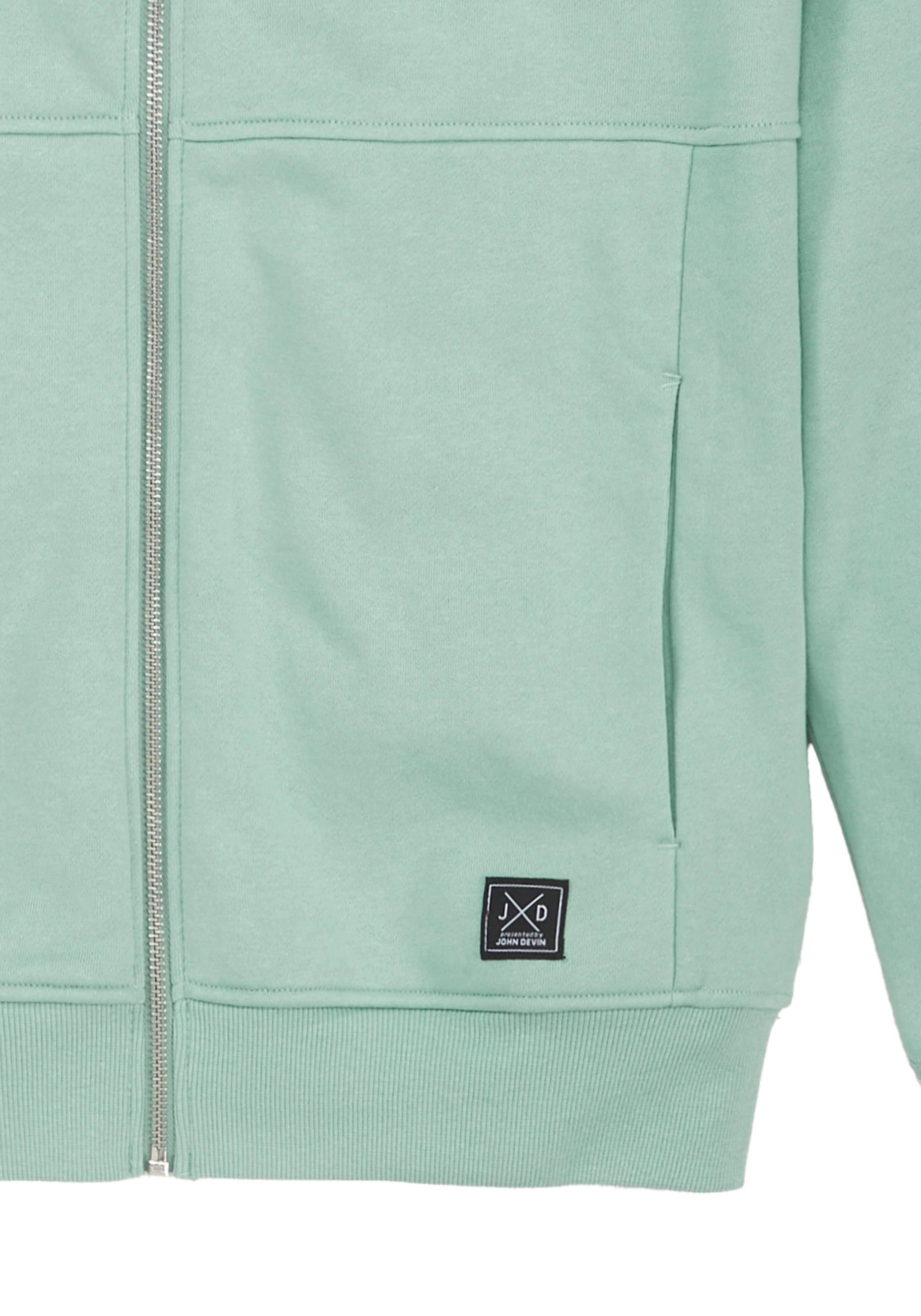 John Devin Sweatjacke »mit modischer Teilungsnaht« Langarm, Sweatjacke mit Reißverschluss und Rundhals, Baumwollmischung