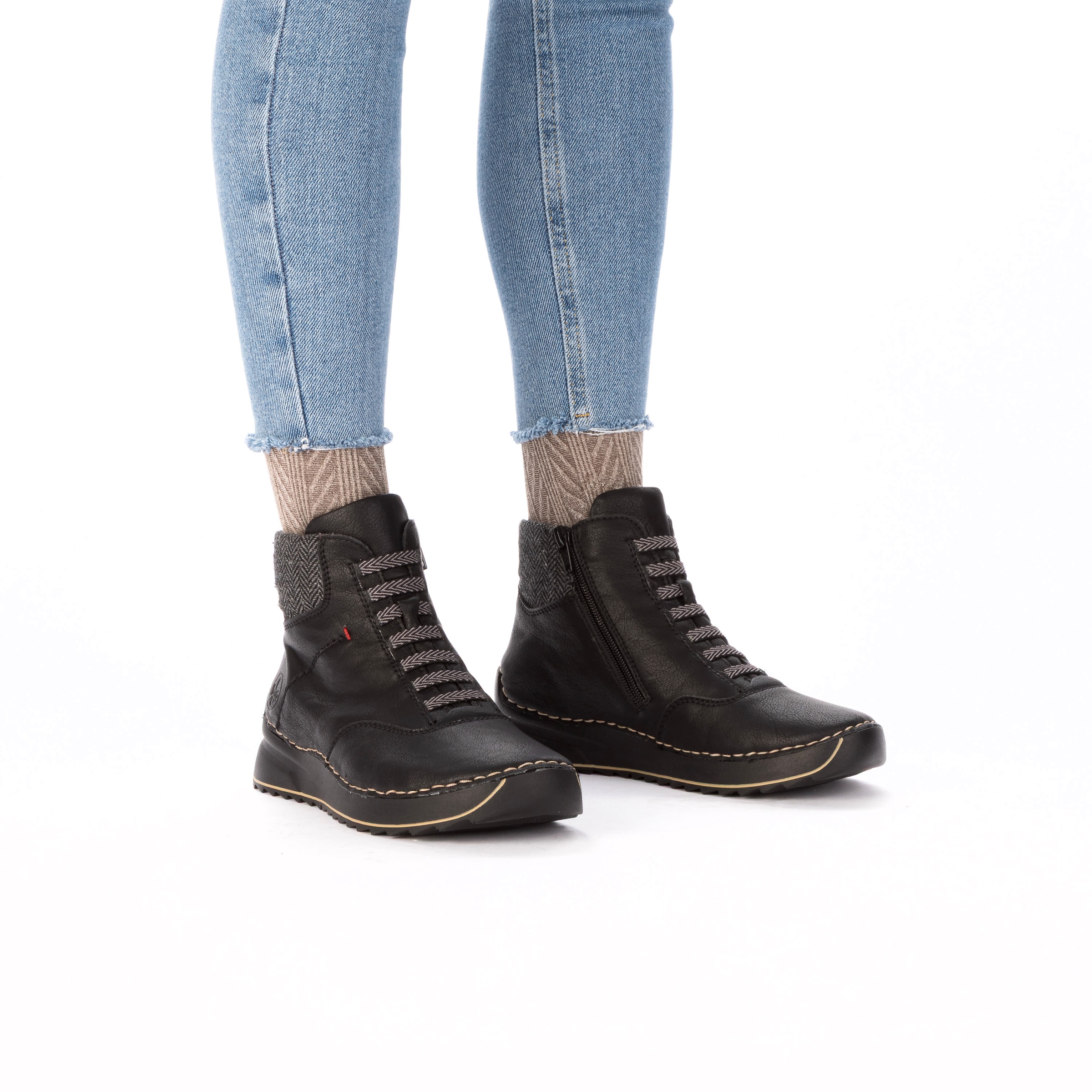 Rieker Schnürboots  Stiefelette, Plateauboots mit Profilsohle