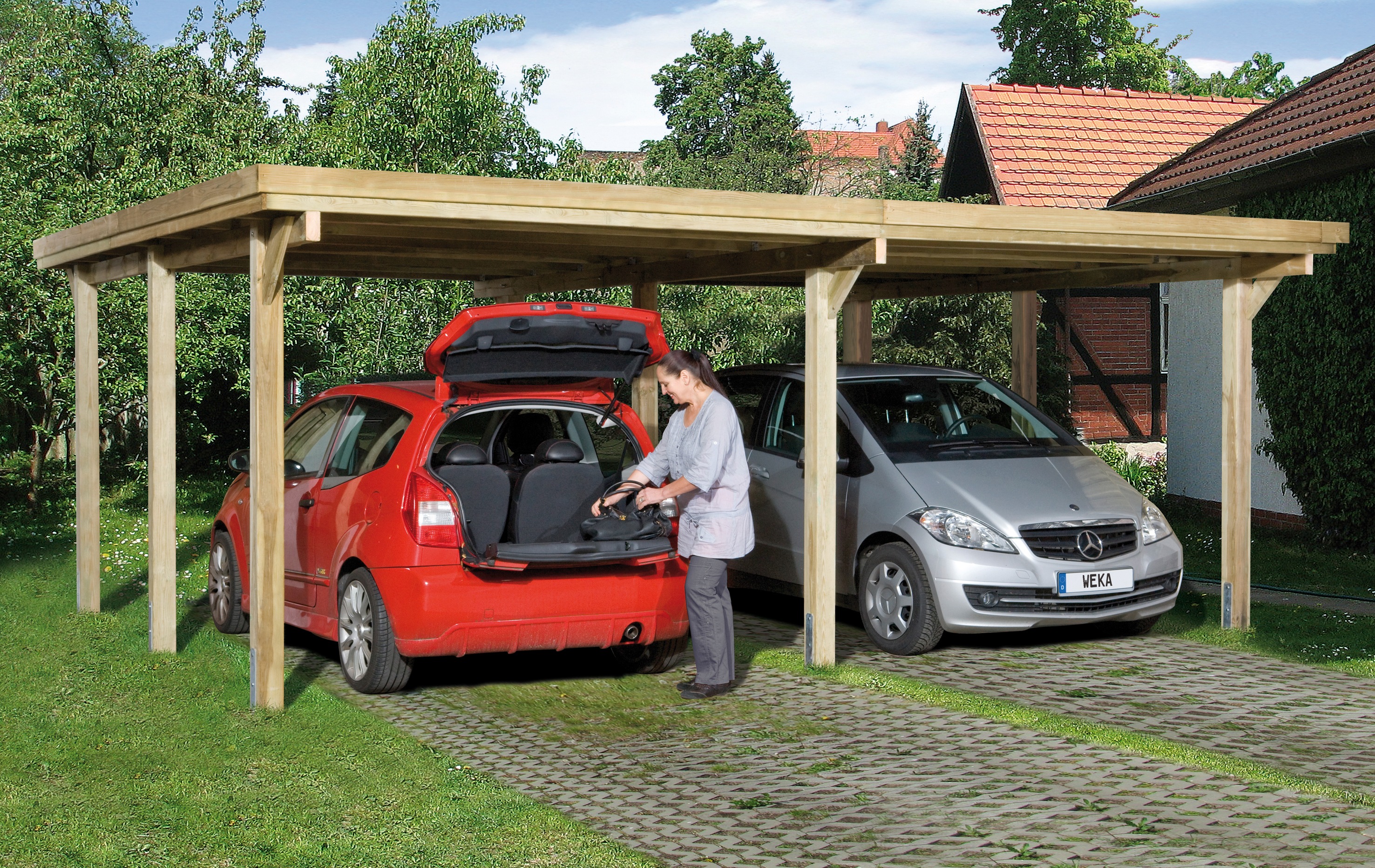 Weka Doppelcarport »Optima 1« Holz 270 cm braun in braun, Größe B/H/T: 215 cm x