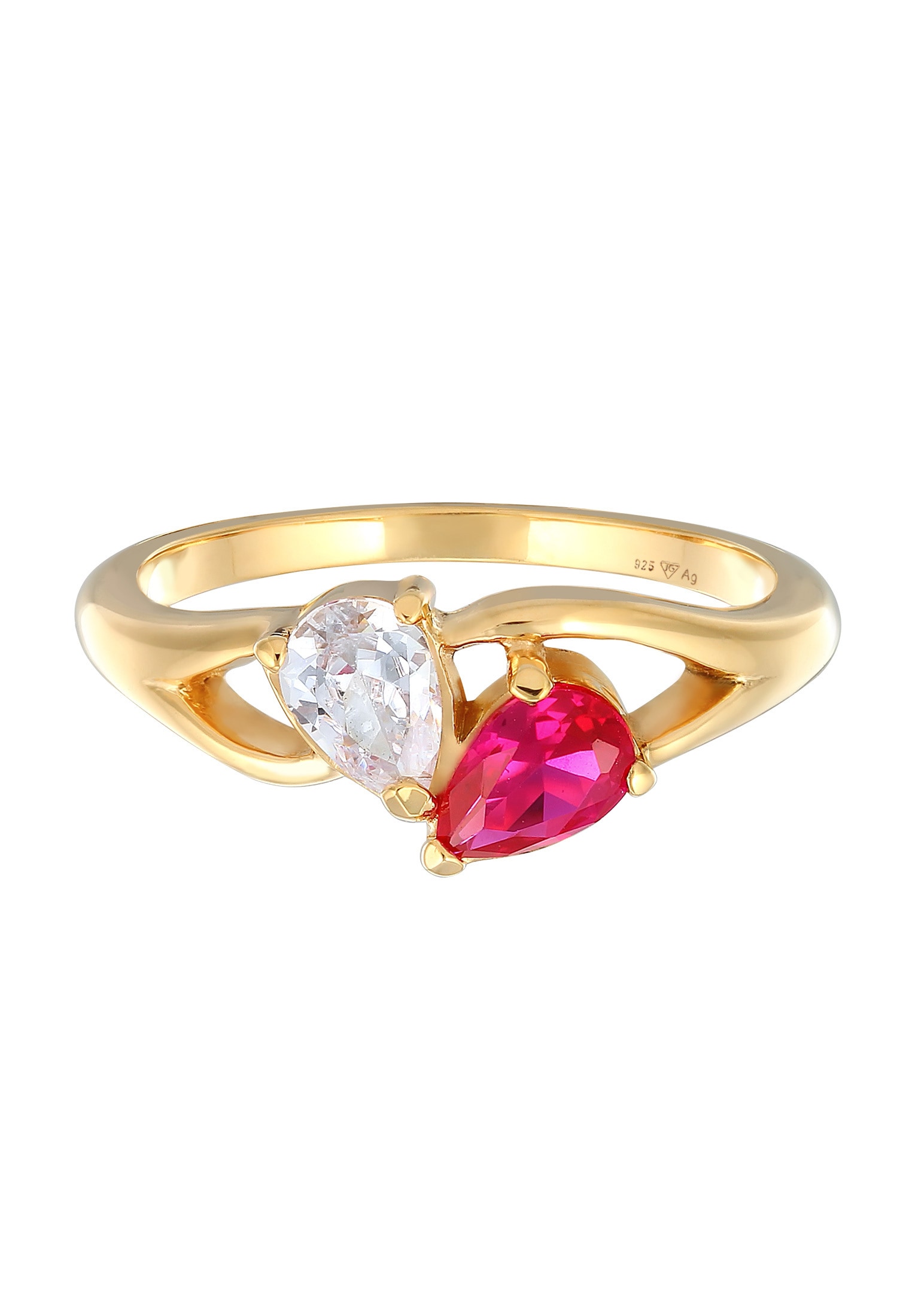 Elli Silberring »Ring Zirkonia Rubin Infintiy 925 Silber vergoldet«