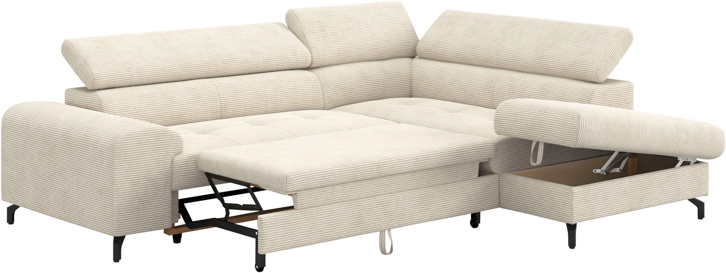 COTTA Ecksofa »Aura L-Form«, mit Schlaffunktion, Bettkasten und Kopfteilverstellung