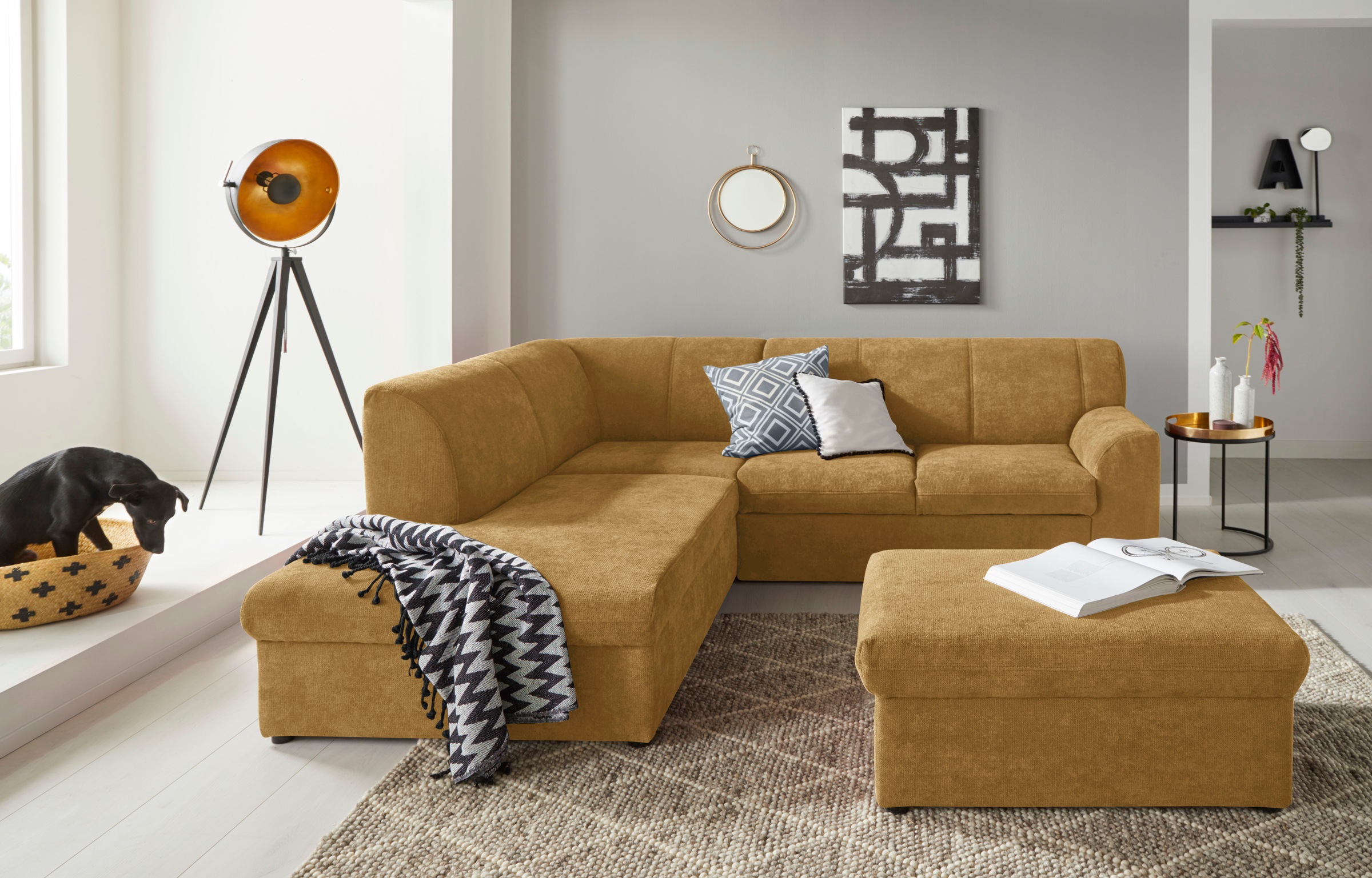 DOMO collection Ecksofa »Topper zeitlos elegant, kompakte Stellmaße, OTTOs Choice, L-Form«, mit Ottomane, wahlweise mit Schlaffunktion