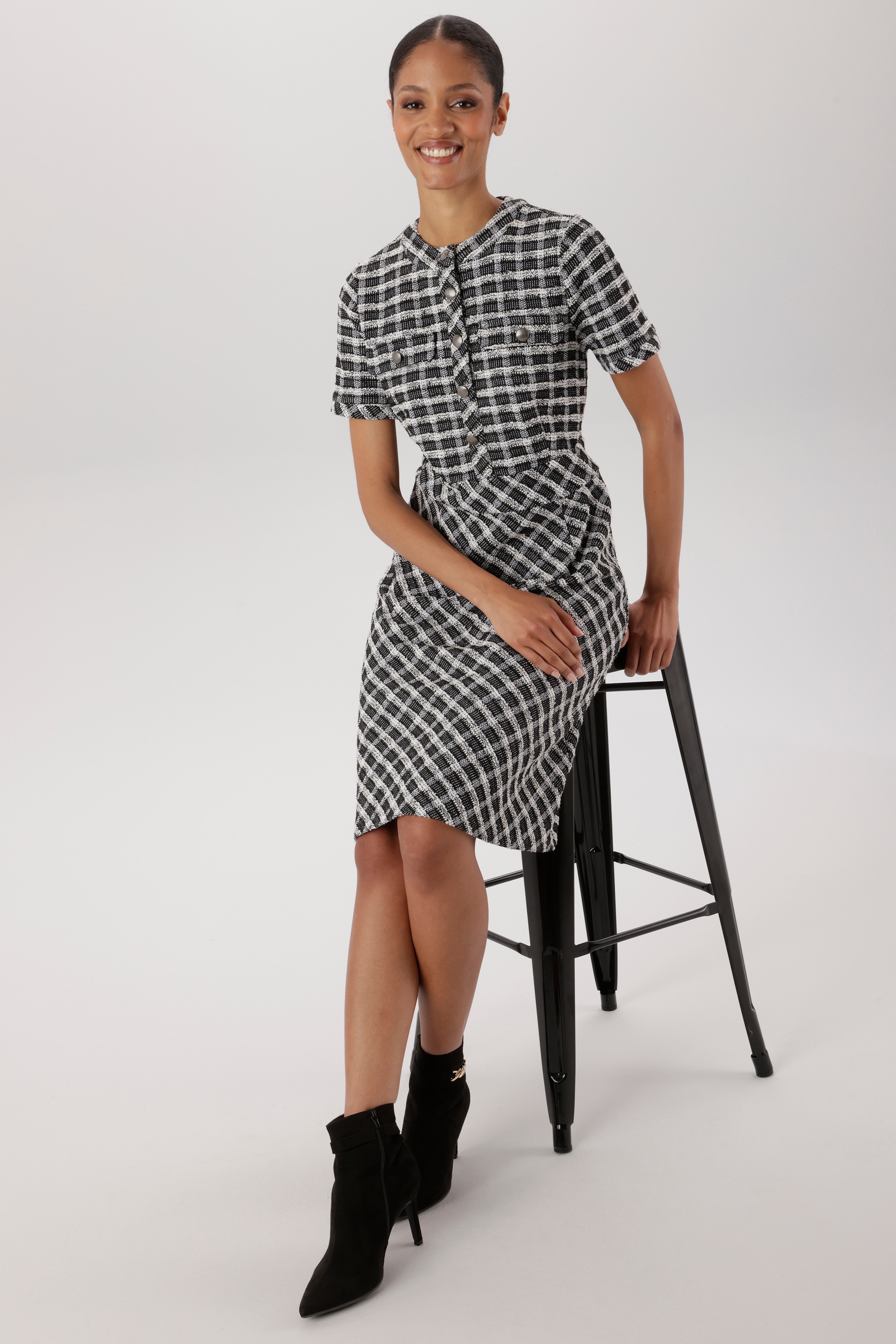 Aniston SELECTED Etuikleid Faketaschen aus Bouclé-Jacquard-Qualität  - NEUE KOLLEKTION