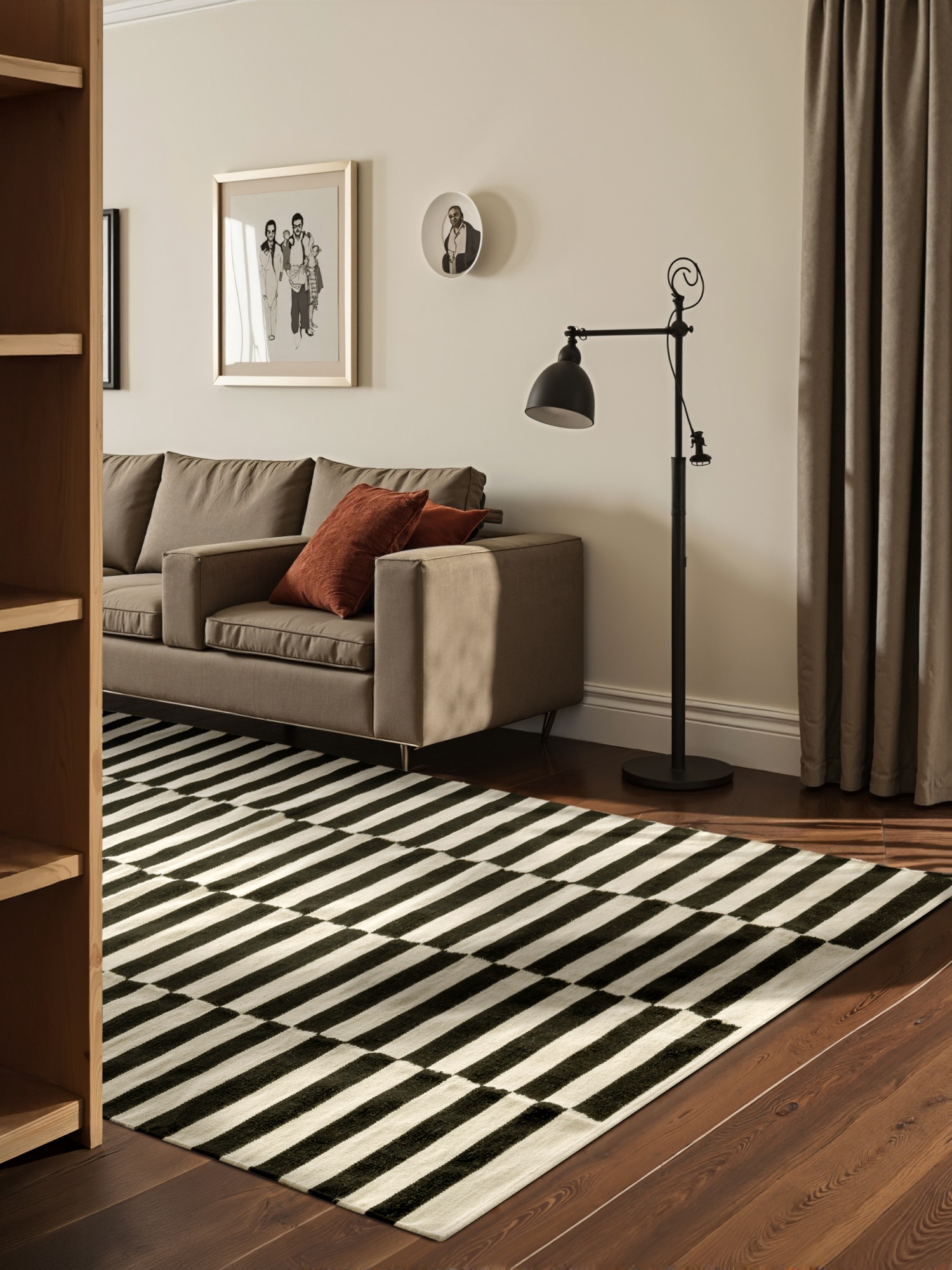 HANSE Home Wollteppich »Donna, schwarz-weiss«, rechteckig, 5 mm Höhe, Handgewebt, Wolle, Natur, Läufer, Wohnzimmer, Schlafzimmer, Streifen