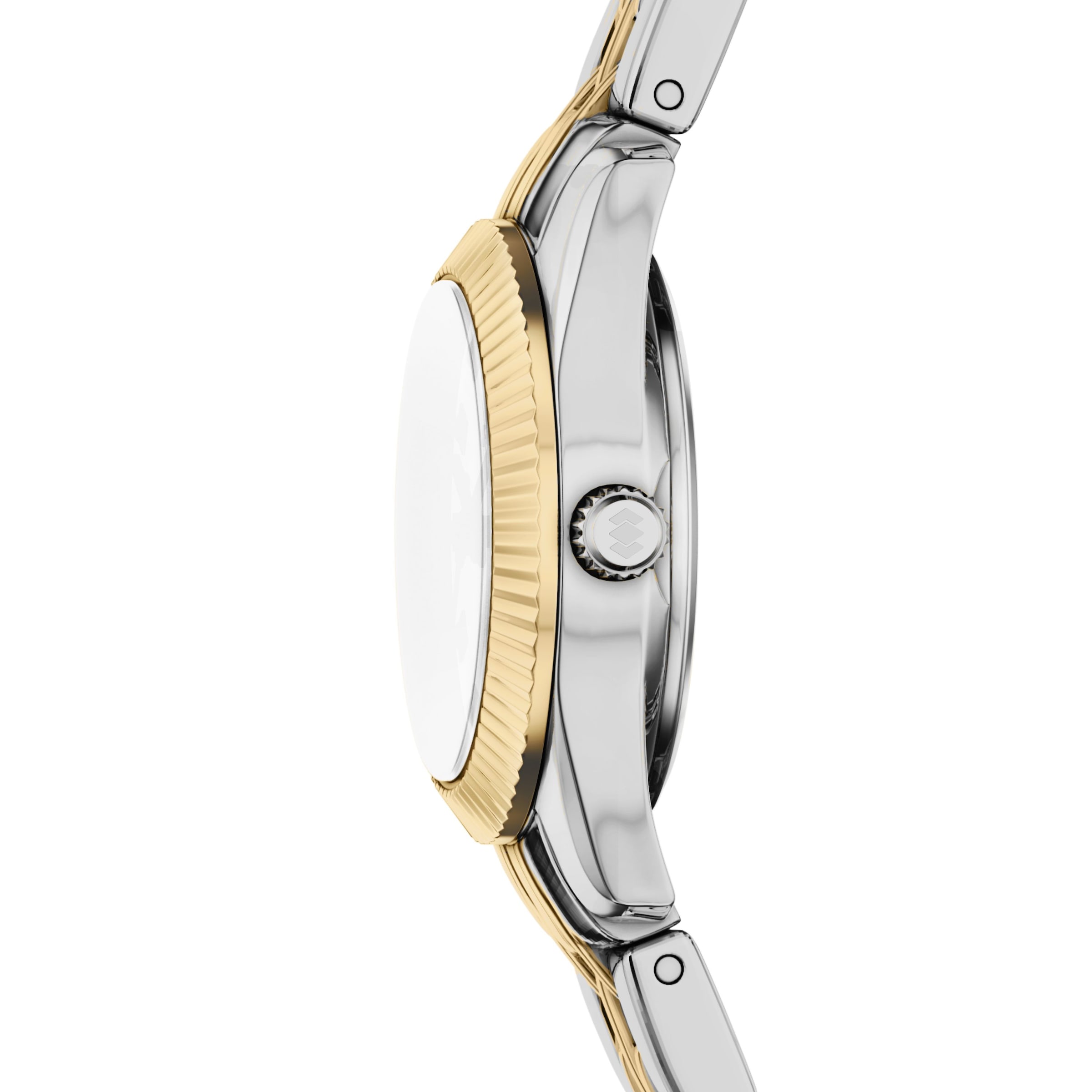 Fossil Quarzuhr »Scarlette« Armbanduhr, Damenuhr, Edelstahlarmband, analog, Glassteine