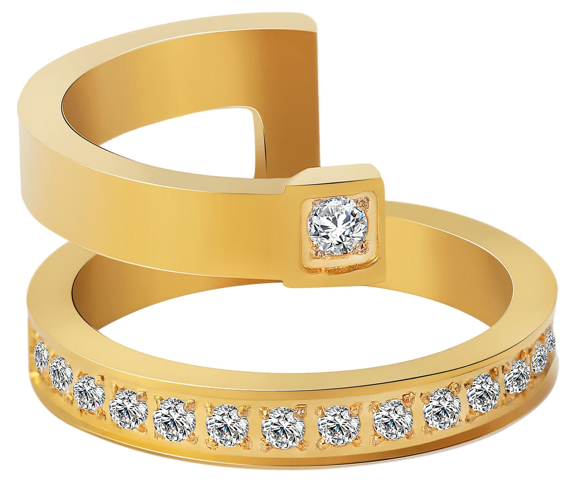 Adelia´s Fingerring »Damen Ring aus Edelstahl mit Strass Steinchen«