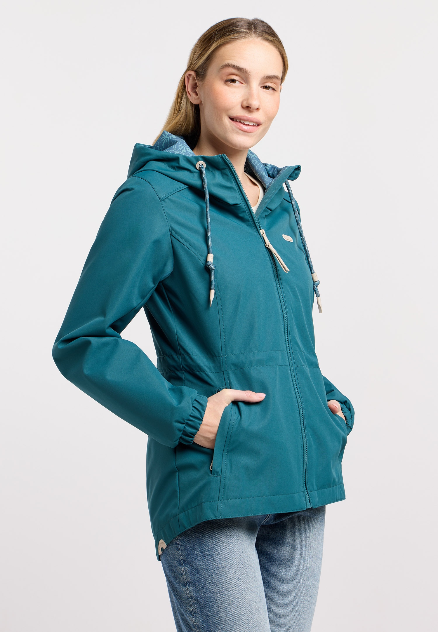 Ragwear Parka »DANKKA« mit Kapuze Mit Kordelzug, geblümtem Futter und reflektierenden Kordeln