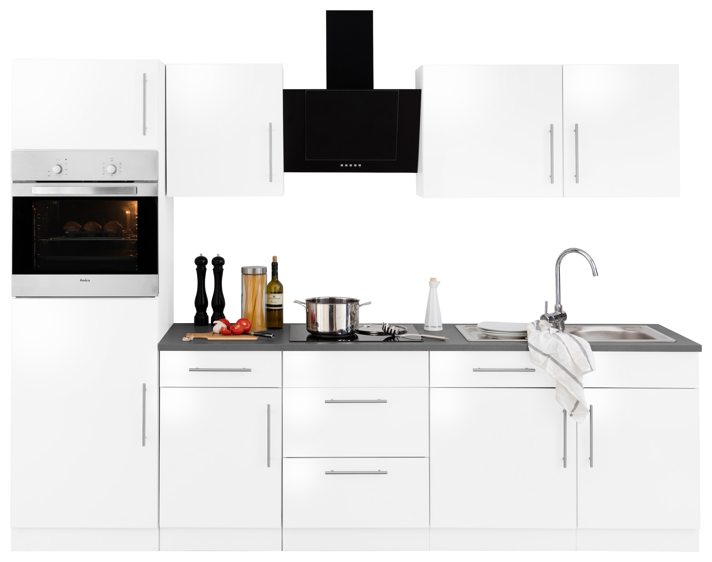 wiho Küchen Küchenzeile »Cali«, mit E-Geräten, Breite 280 cm bestellen bei  OTTO | Kochfeldumbauschränke