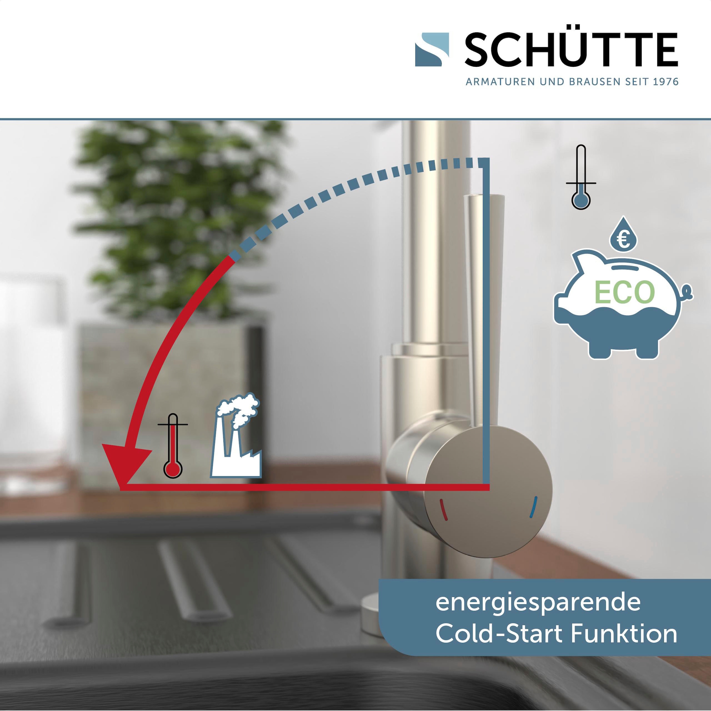 Schütte Spültischarmatur »CORNWALL«, energiesparender Cold-Start, 360° schwenkbare Mischbatterie, Hochdruck