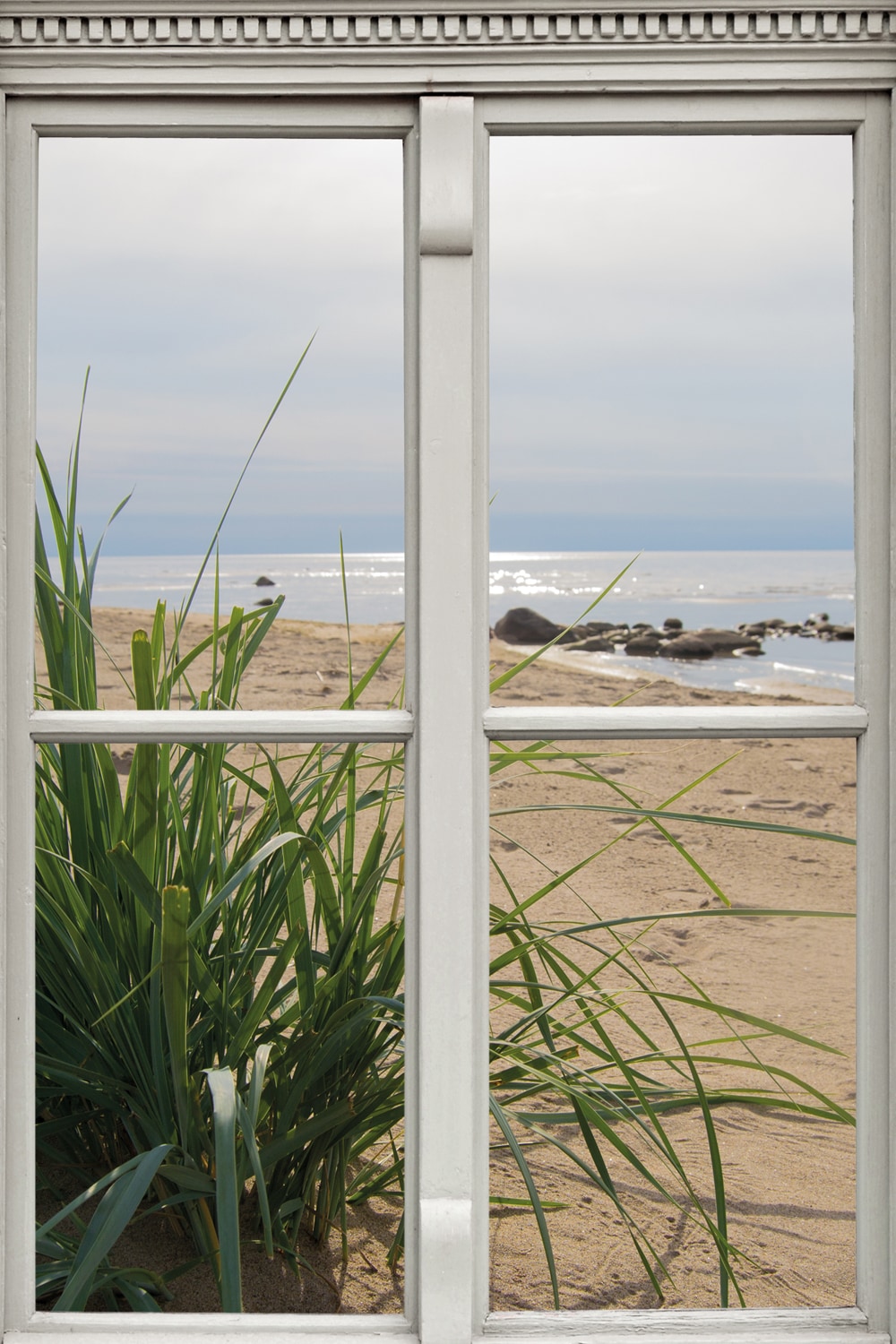 Leinwandbild »Ausblick«, Düne-Gräser-Natur-Meer, (1 St.), Premium-Leinwandstoff