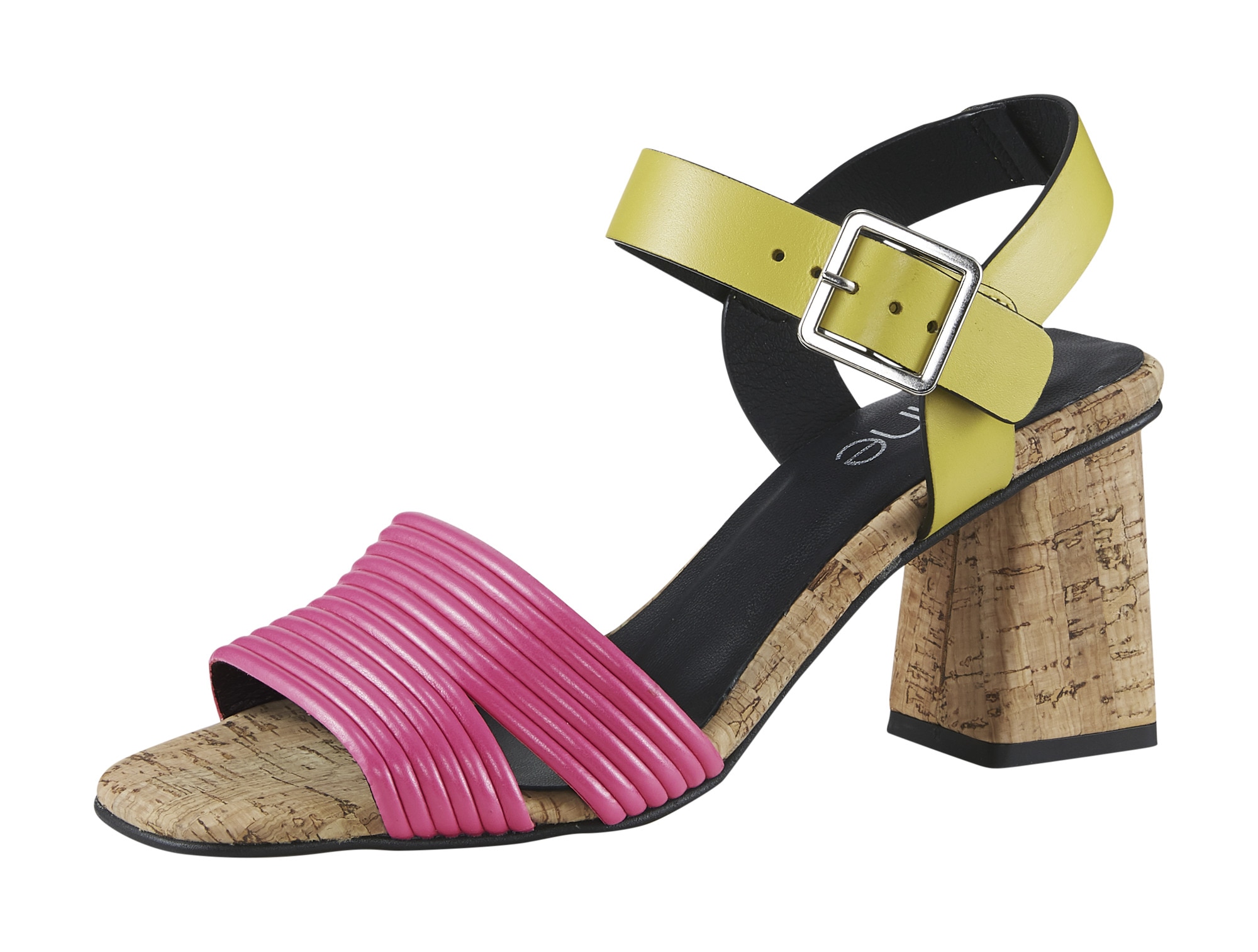 Sandalette,Farbmix mit trendigem Korkabsatz